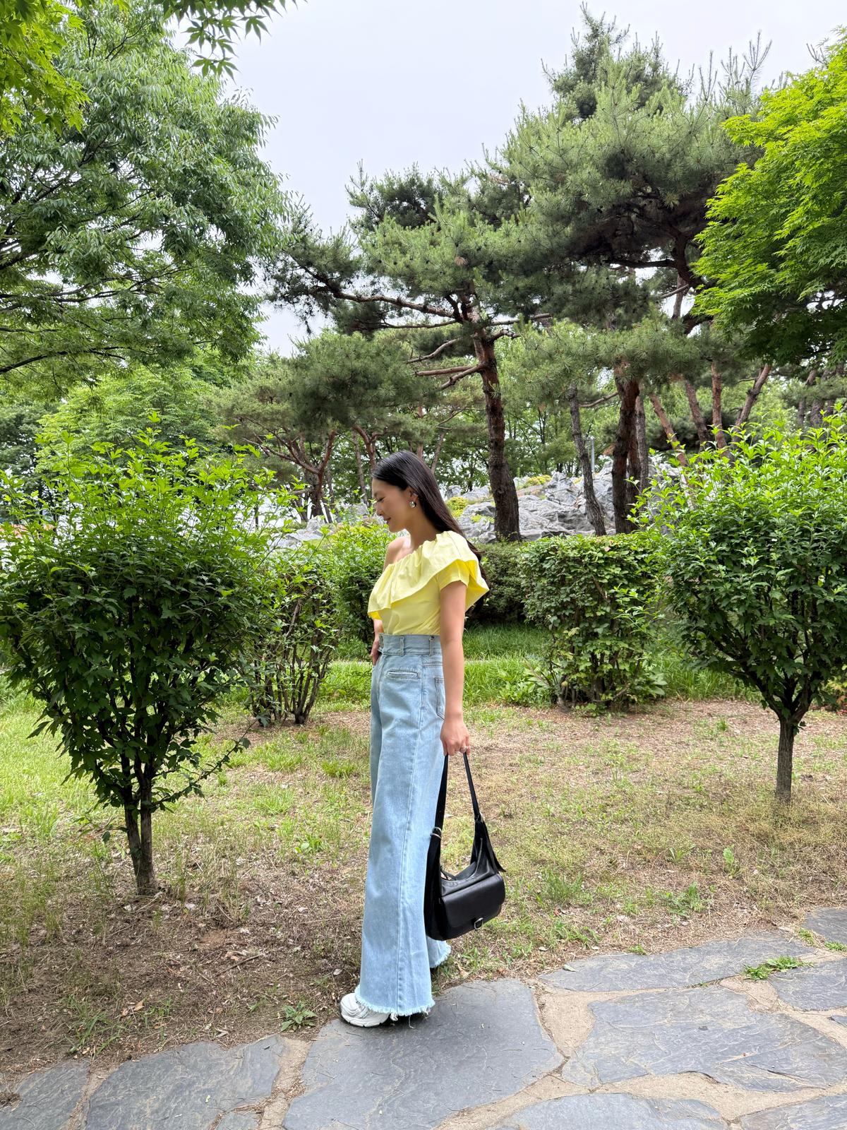 M03 恤衫拼棉兩著ruffle Top