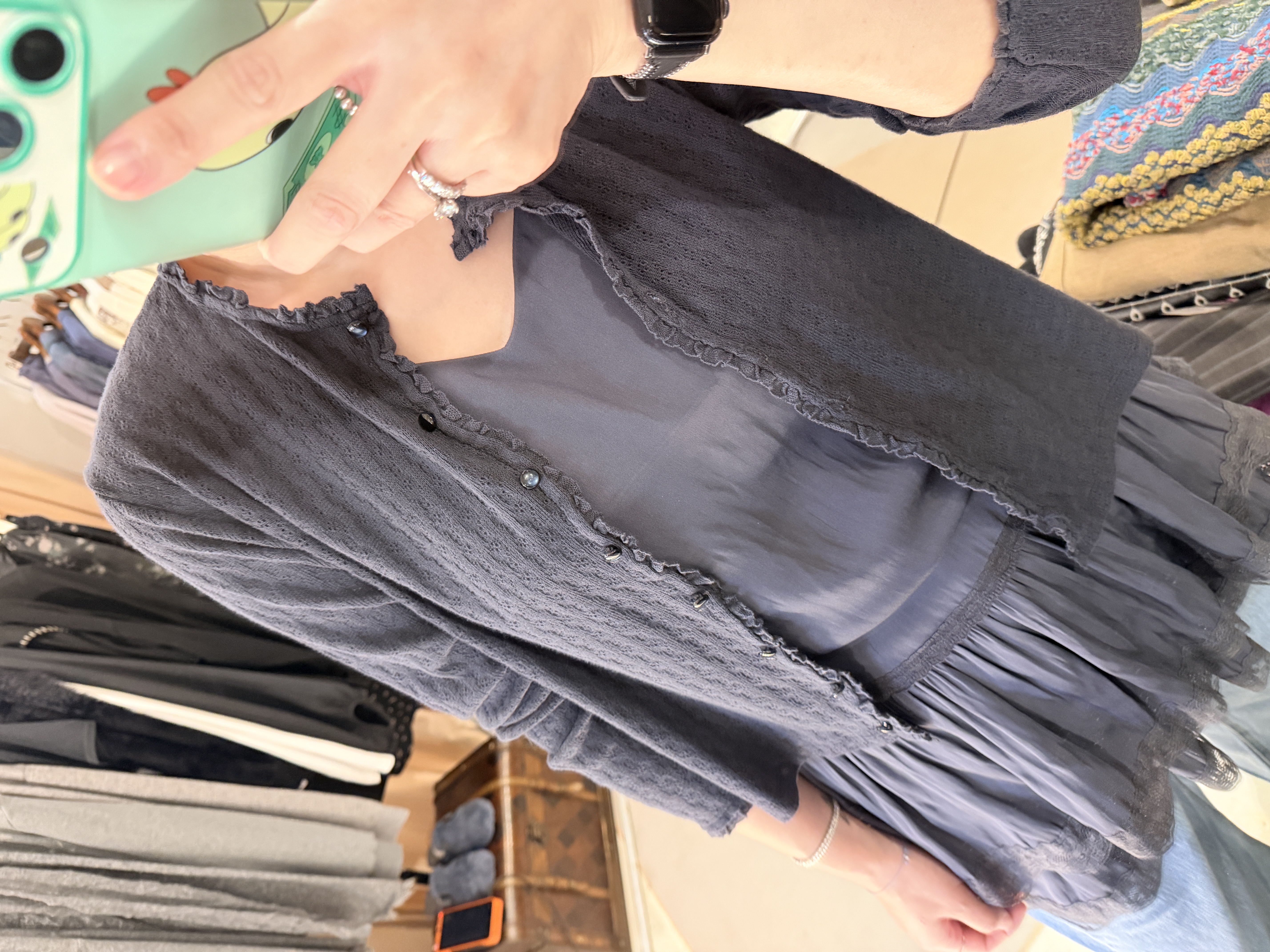 Ruffle knit cardigan