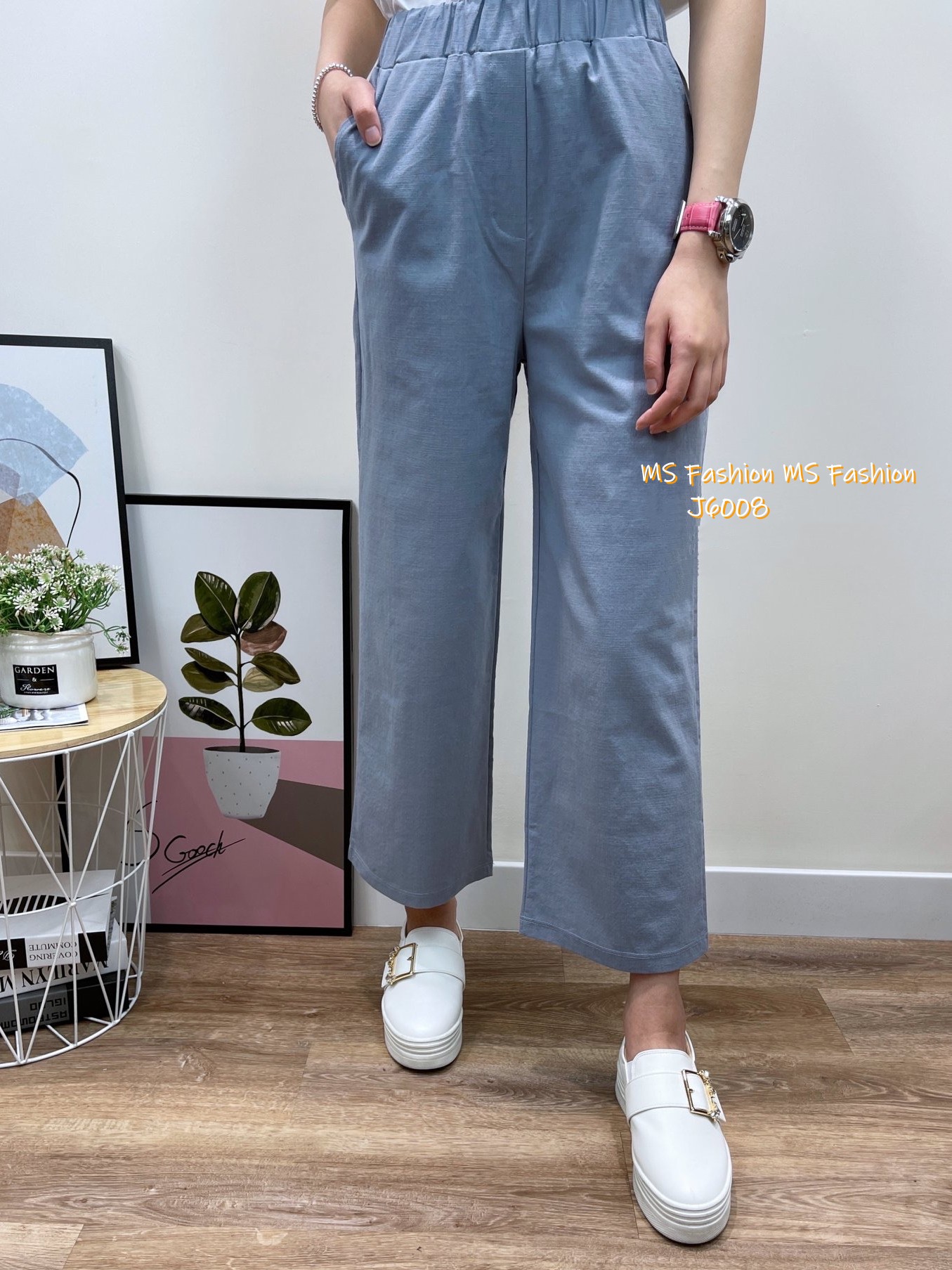 J6008 韓國🇰🇷棉麻直筒褲