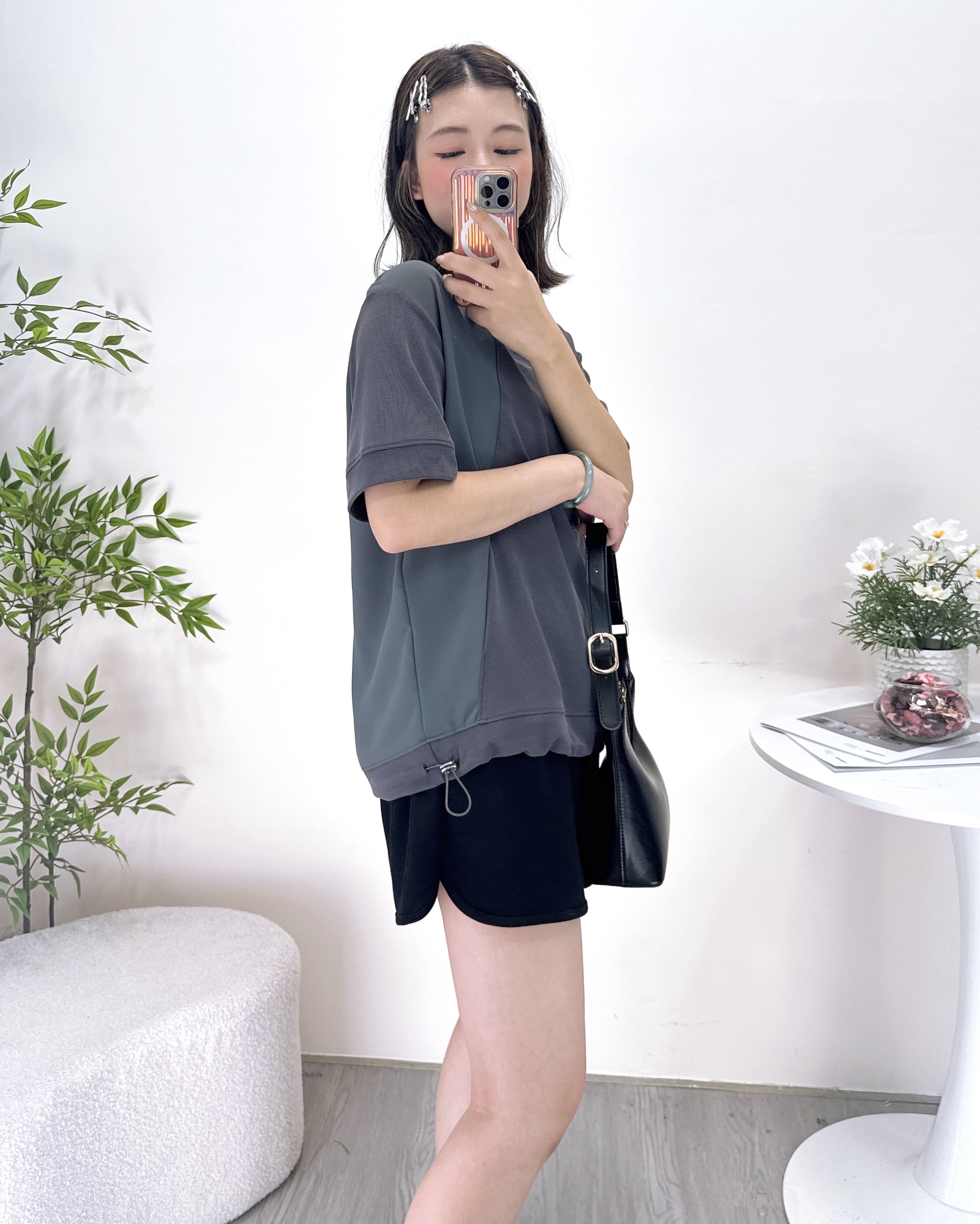 拼布雙袋可索繩休閒上衣 3色