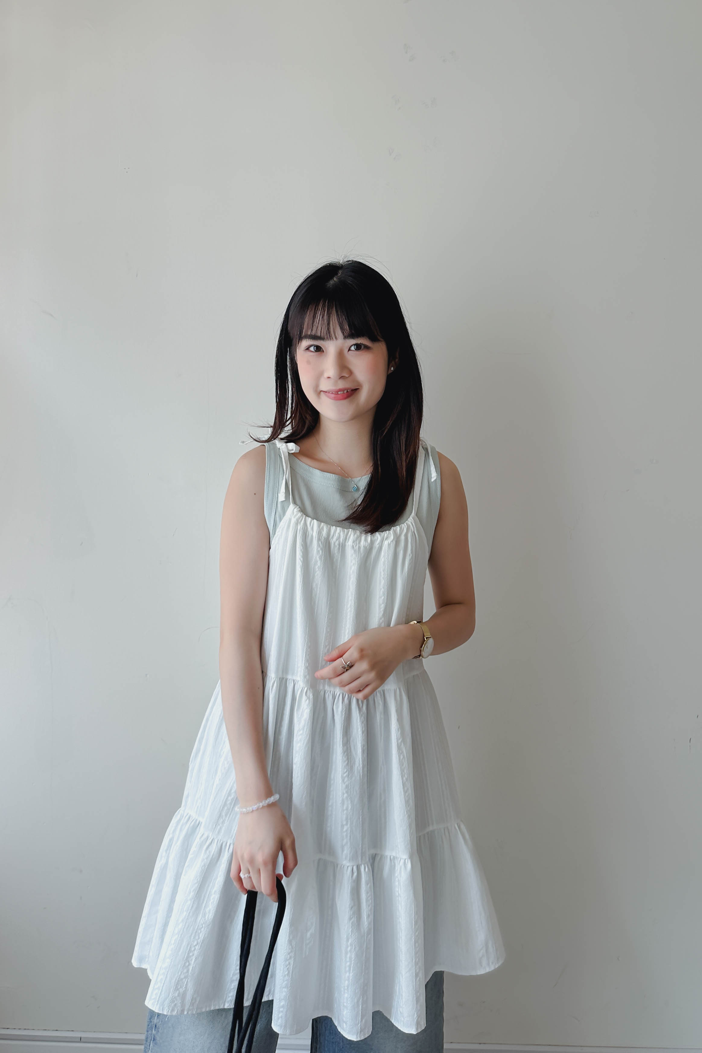 暗紋2-way綁帶短版蛋糕裙