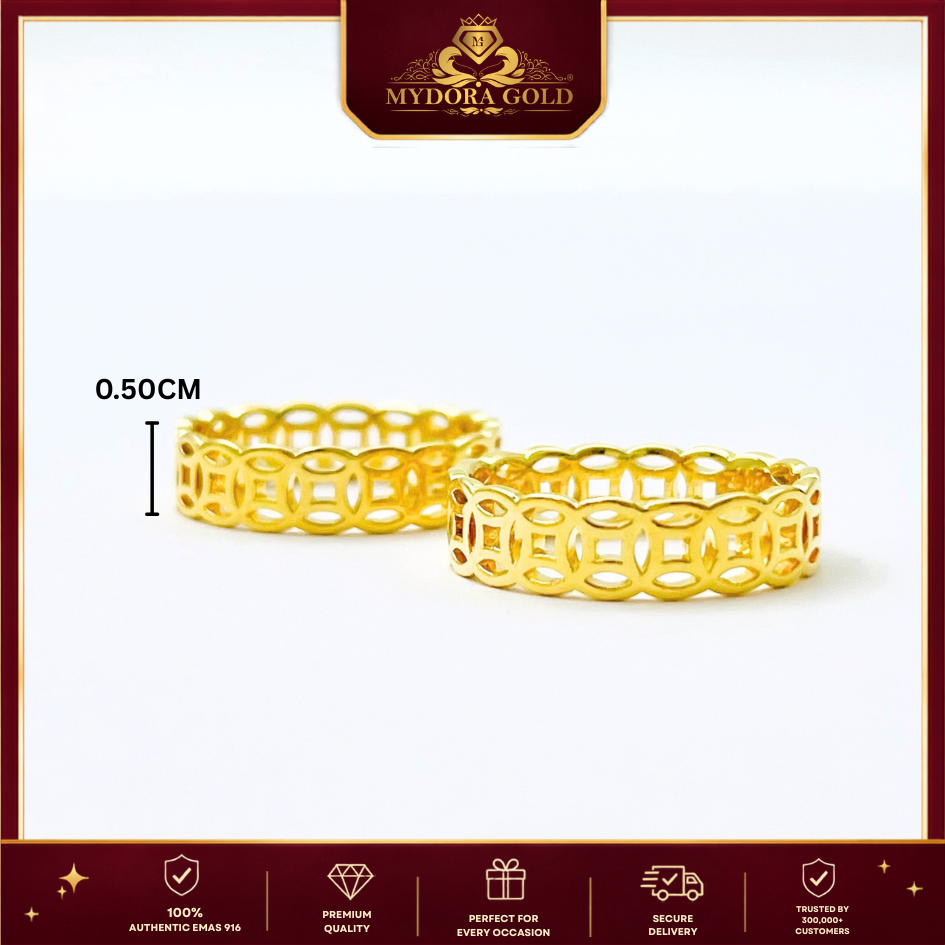 MYDORA Cincin Belah Rotan Money Catcher(5G) l EMAS 916/22K