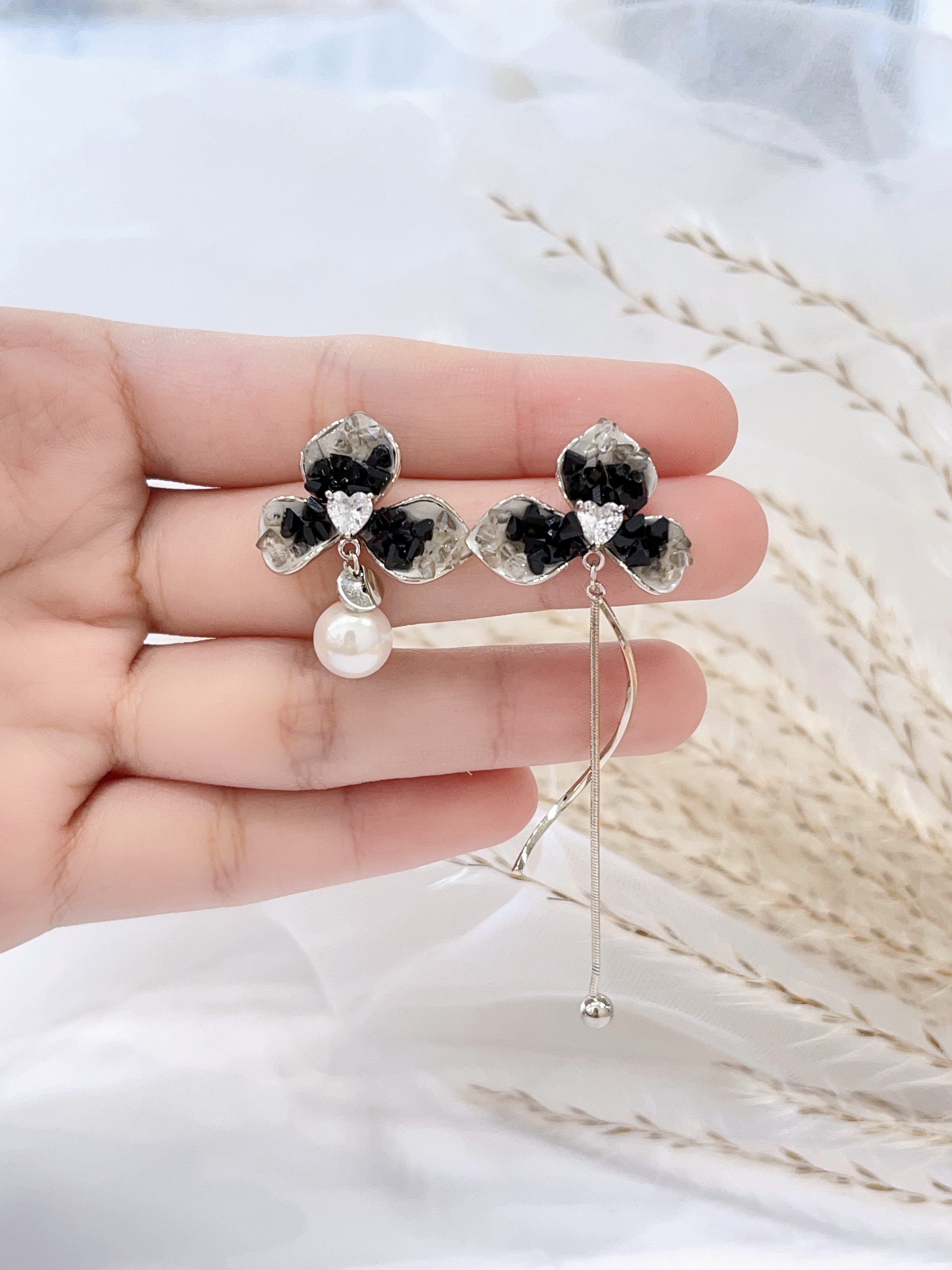 日韩优雅珍珠长款流苏耳环