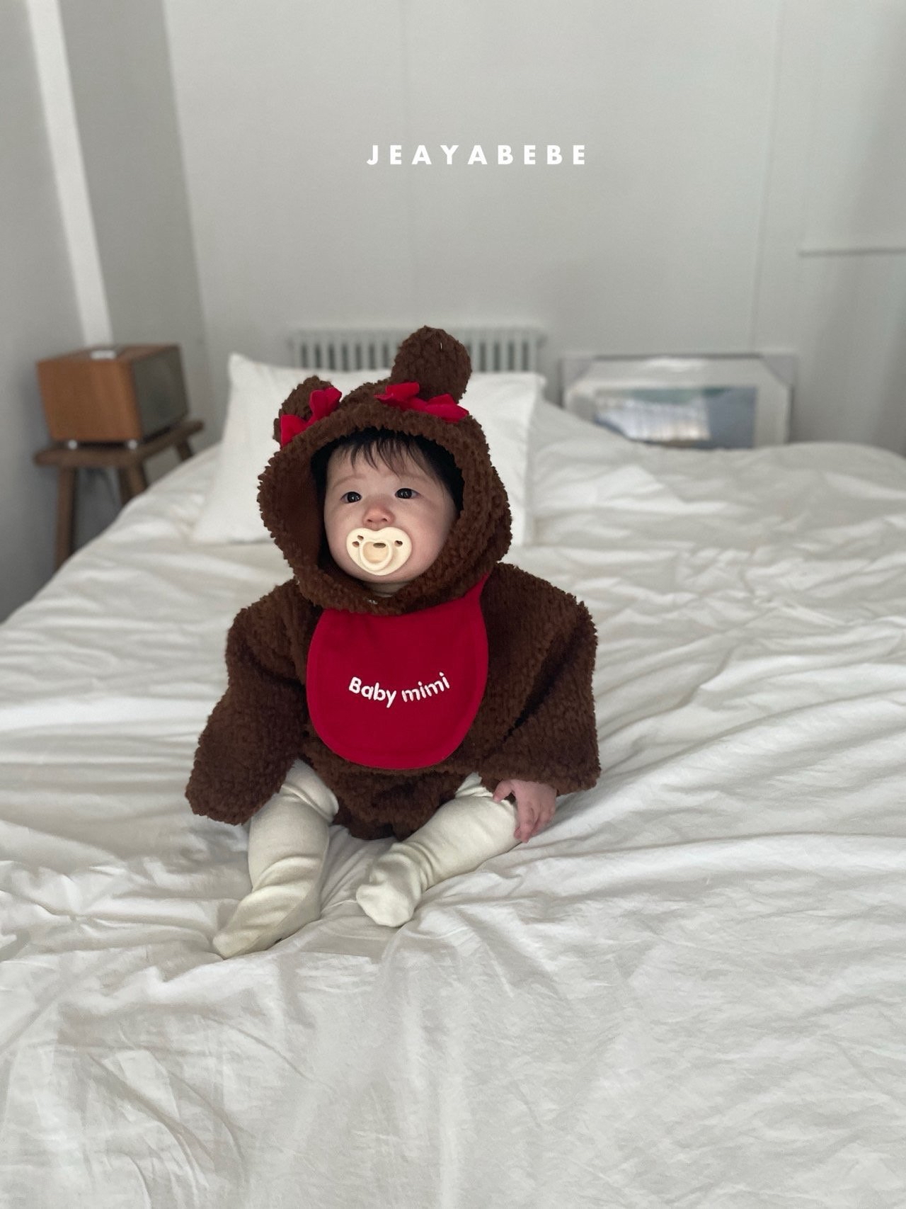 Jeayabebe | Bear brown set (連身+口水巾)