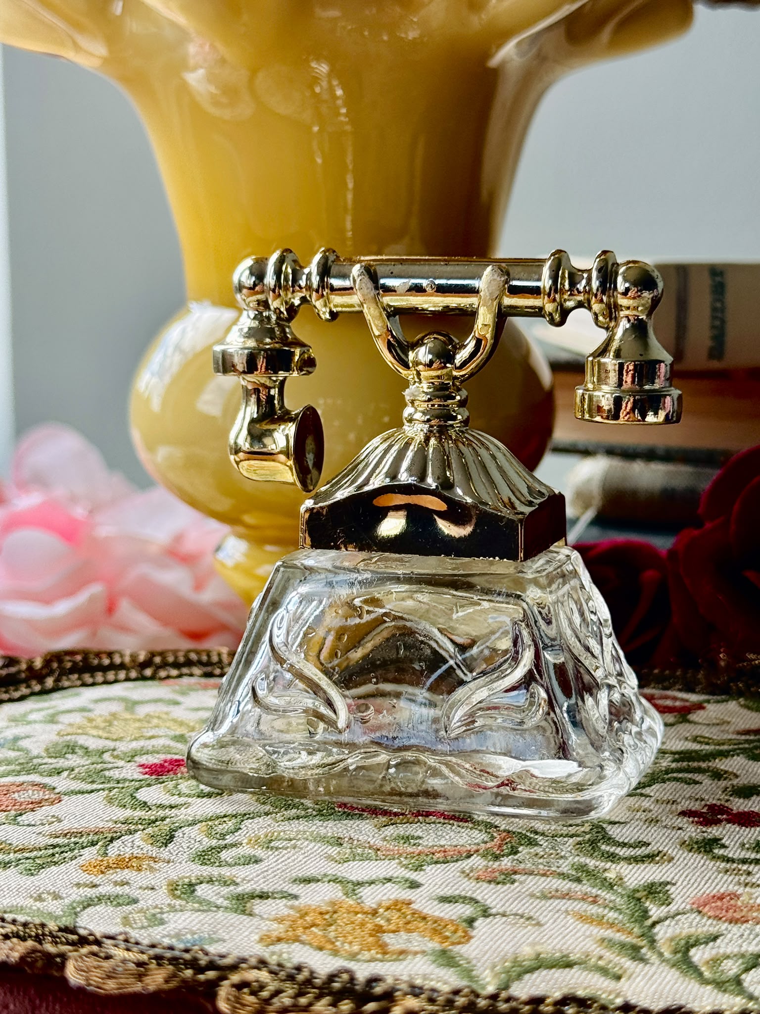 c.a. 1970s Avon "French Telephone" Cologne Perfume Glass Bottle - 1 fl oz / 28 ml (MT2626)