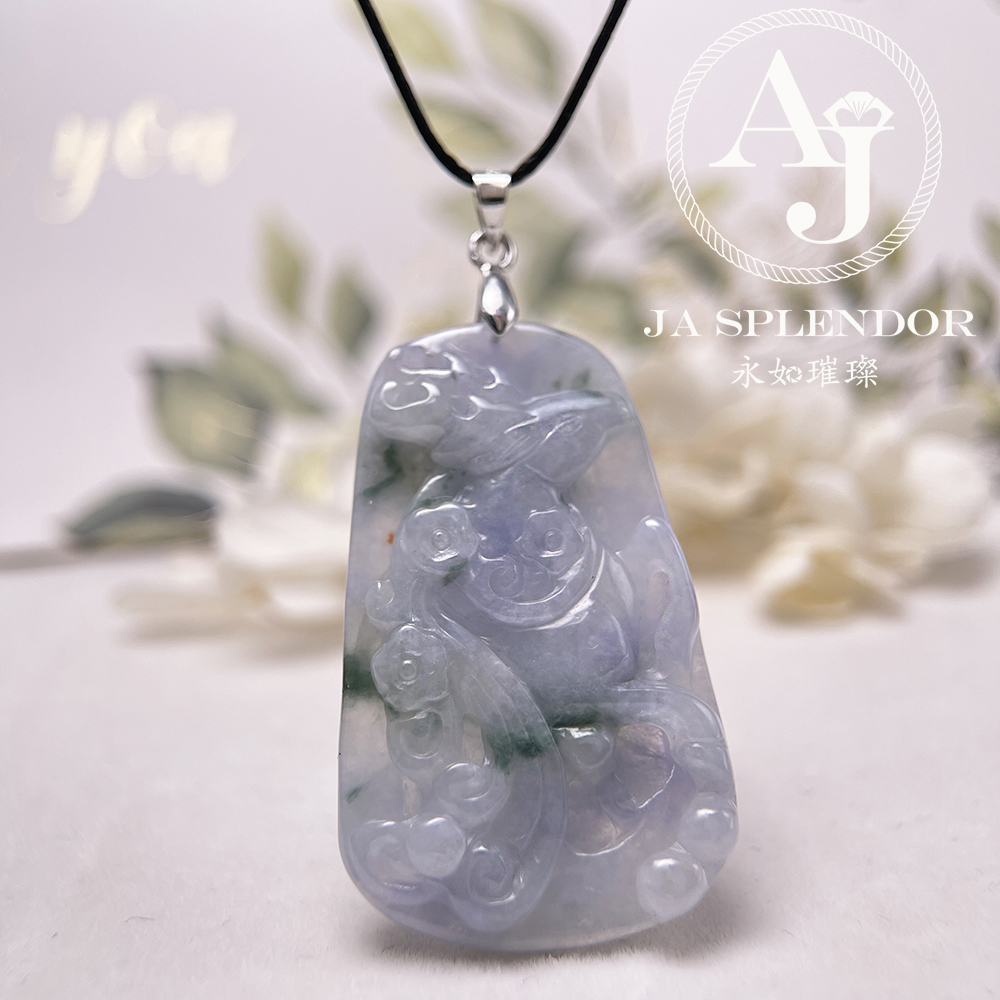 JN-758 天然翡翠A玉 冰種莫奈花園一路（鹿）發/梅花鹿吊墜