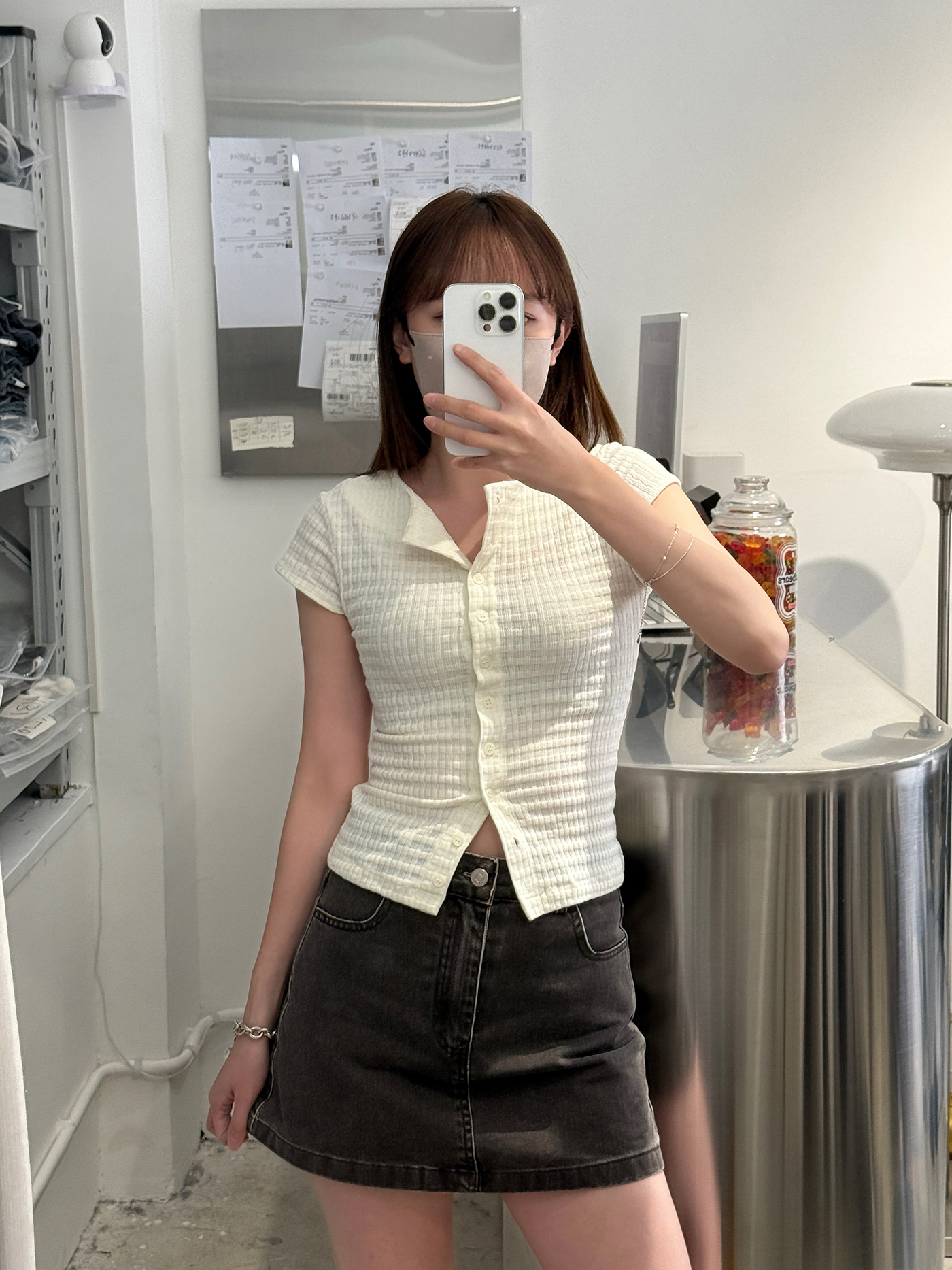 𝐒𝐥𝐢𝐦 𝐠𝐫𝐢𝐝 𝐩𝐚𝐭𝐭𝐞𝐫𝐧 𝐬𝐡𝐨𝐫𝐭 𝐬𝐥𝐞𝐞𝐯𝐞 𝐭𝐨𝐩