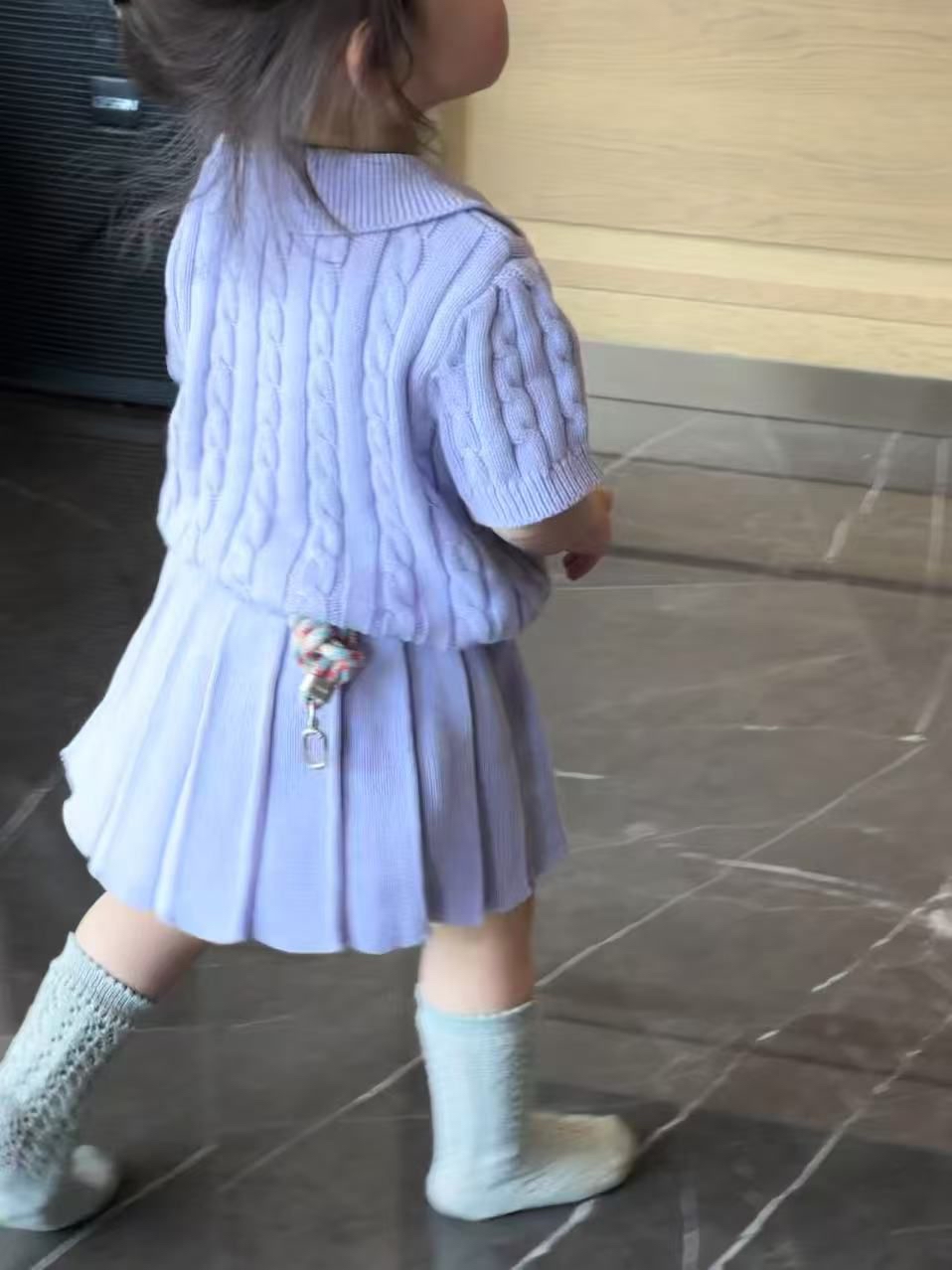 A0062 PL紫色百摺針織連身裙