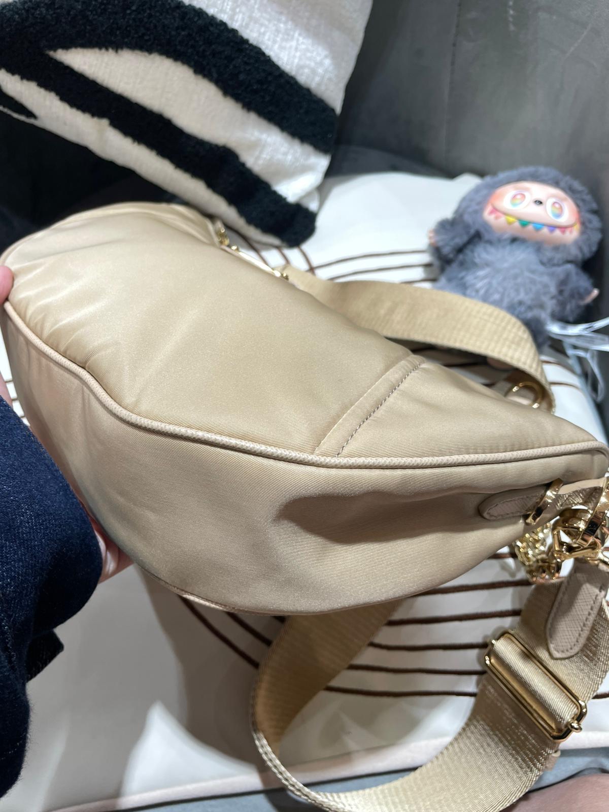 PRADA Re-Nylon Demi-Lune hobo bag 2 way bag 1BH222 100%Authentic, 95%New ✅ certificate ✅Dust Bag