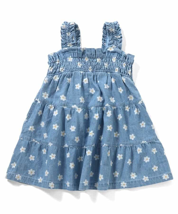 🇯🇵預訂 日本直送🇯🇵Apres les cours兩色花花愛心滿印褶皺吊帶牛仔連身裙