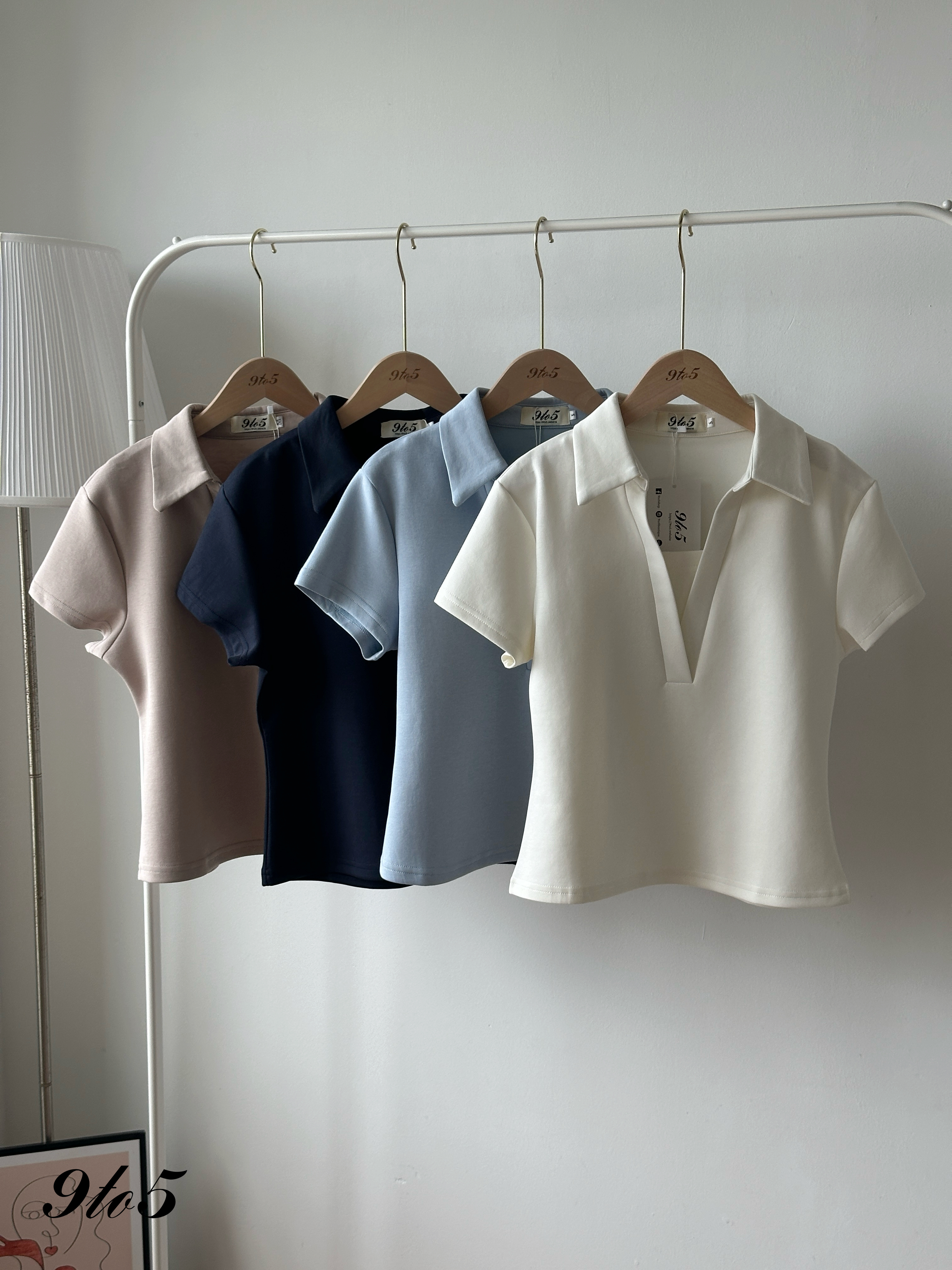 T4350 Fake Two-Pieces Polo Top - 4 Colors 