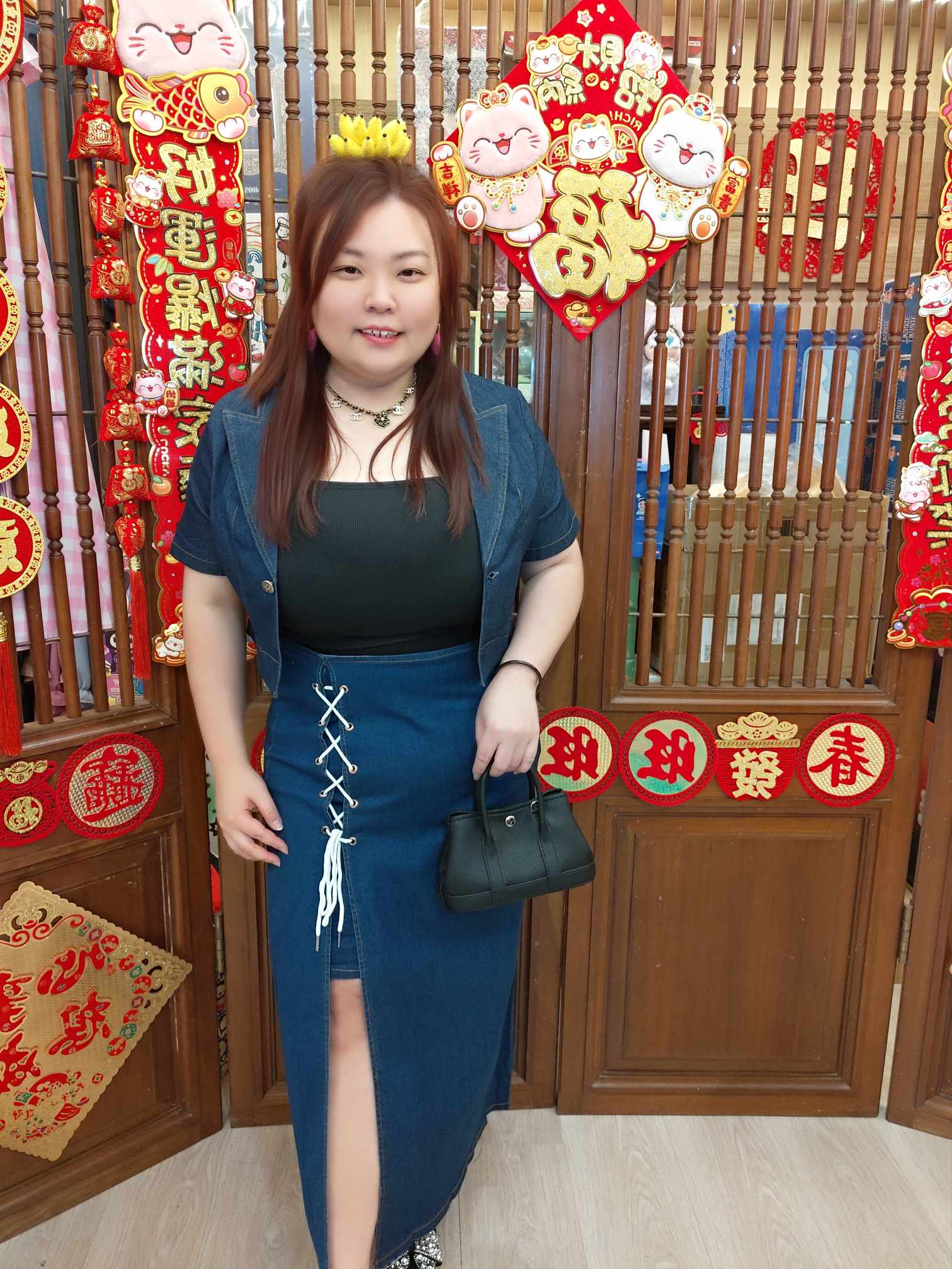 OTD12 TW#1198 爆款韩版前排交叉式开口长裙