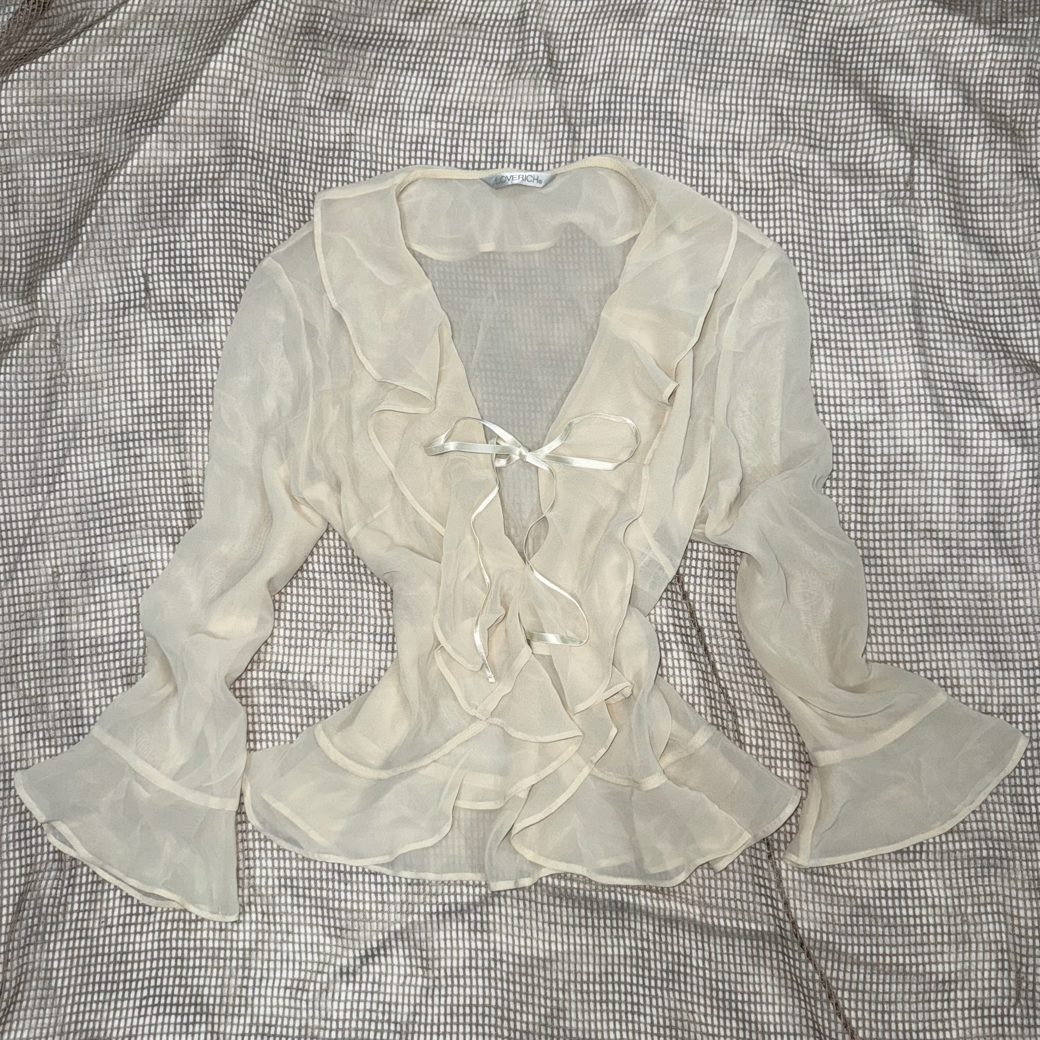Vintage-Inspired Sheer Tie-Front Cardigan