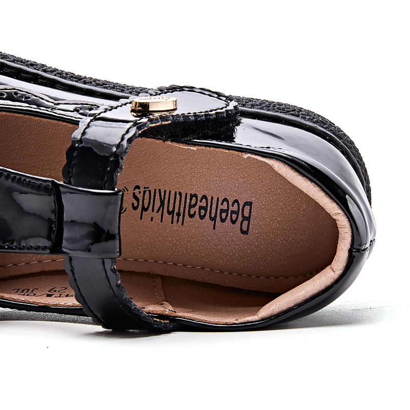 BeeHealthKids  女童真皮亮皮學生鞋  經典魔術貼 2433