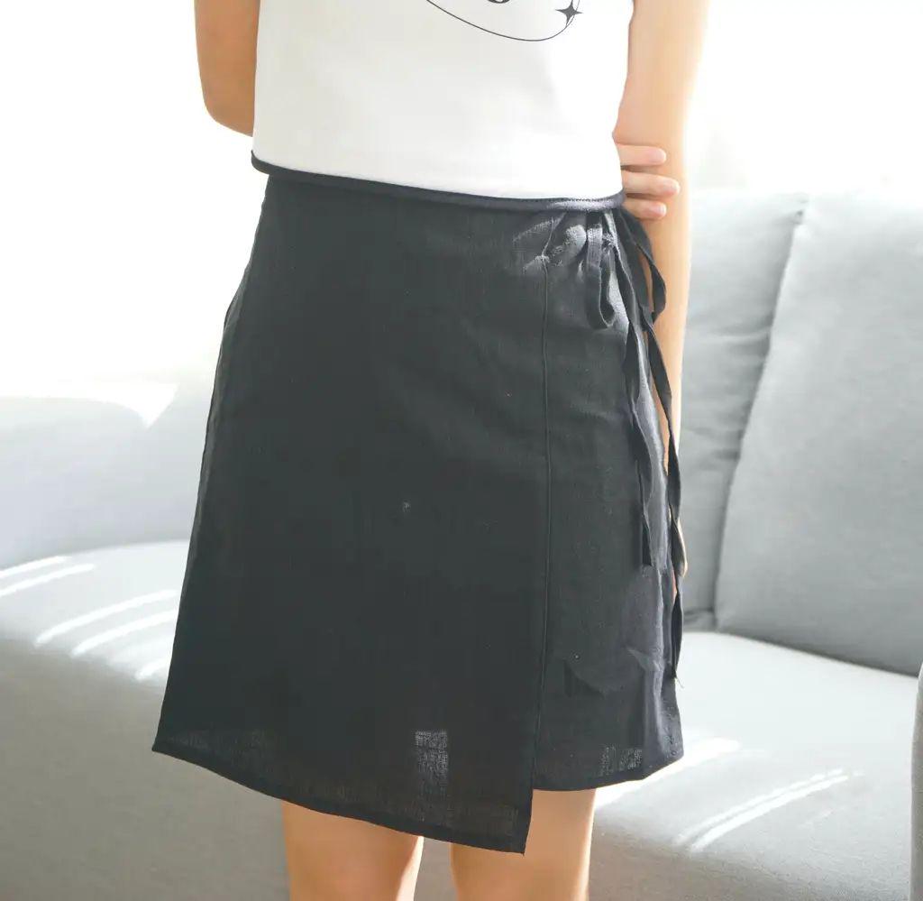 KR 黑色綁帶半身裙 KR4270