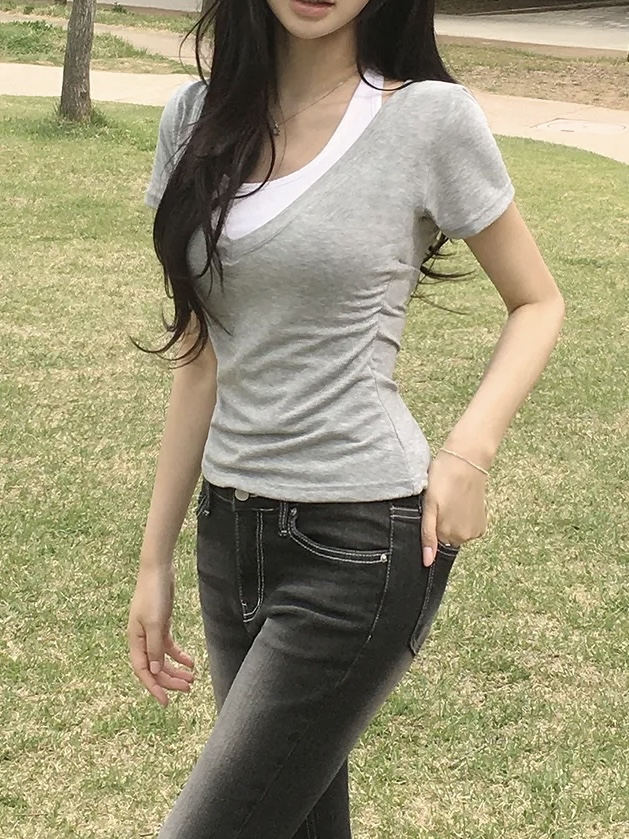 Halter Neck Layered V-Neck Top