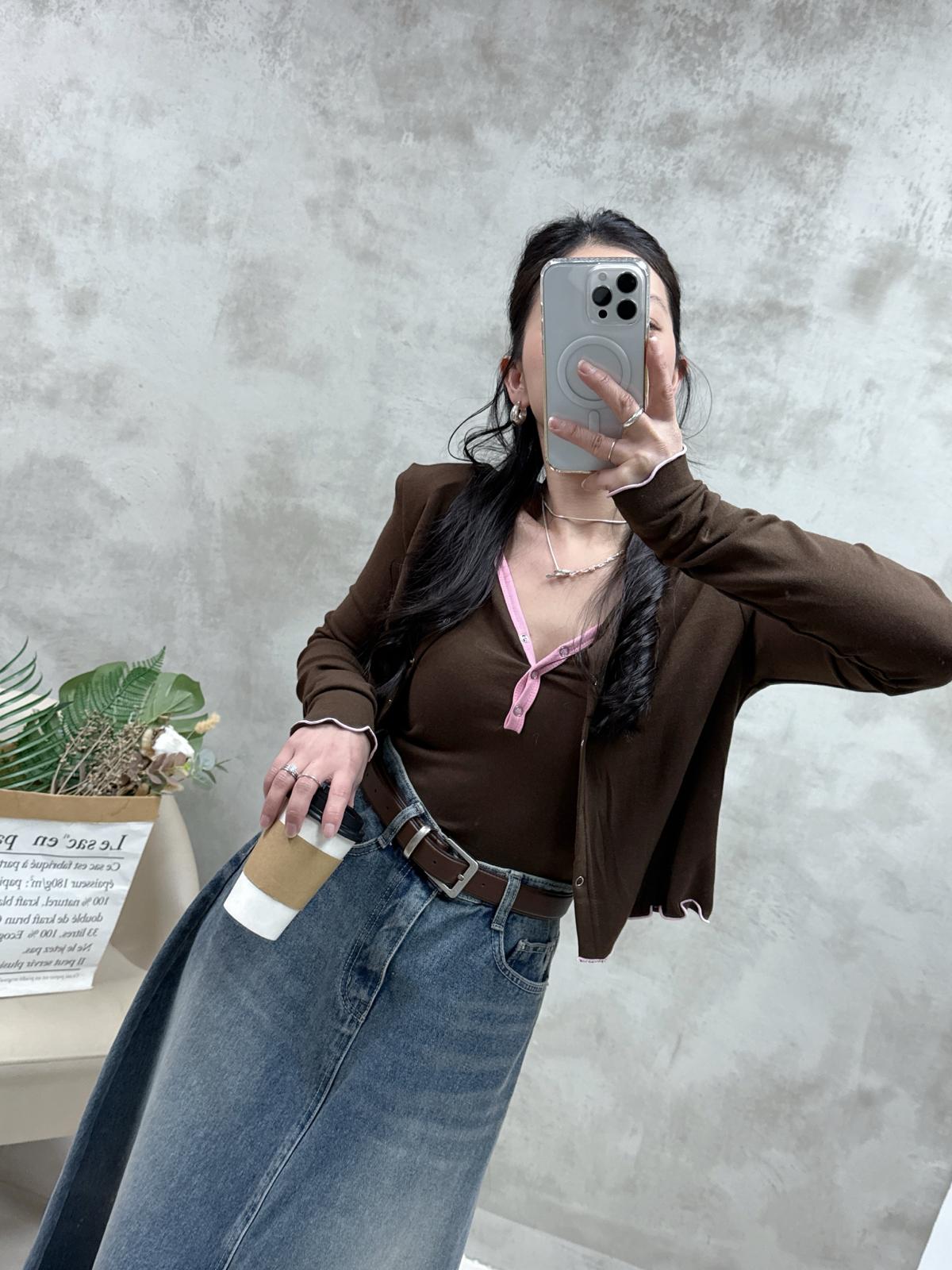 拼色背心+外套Set