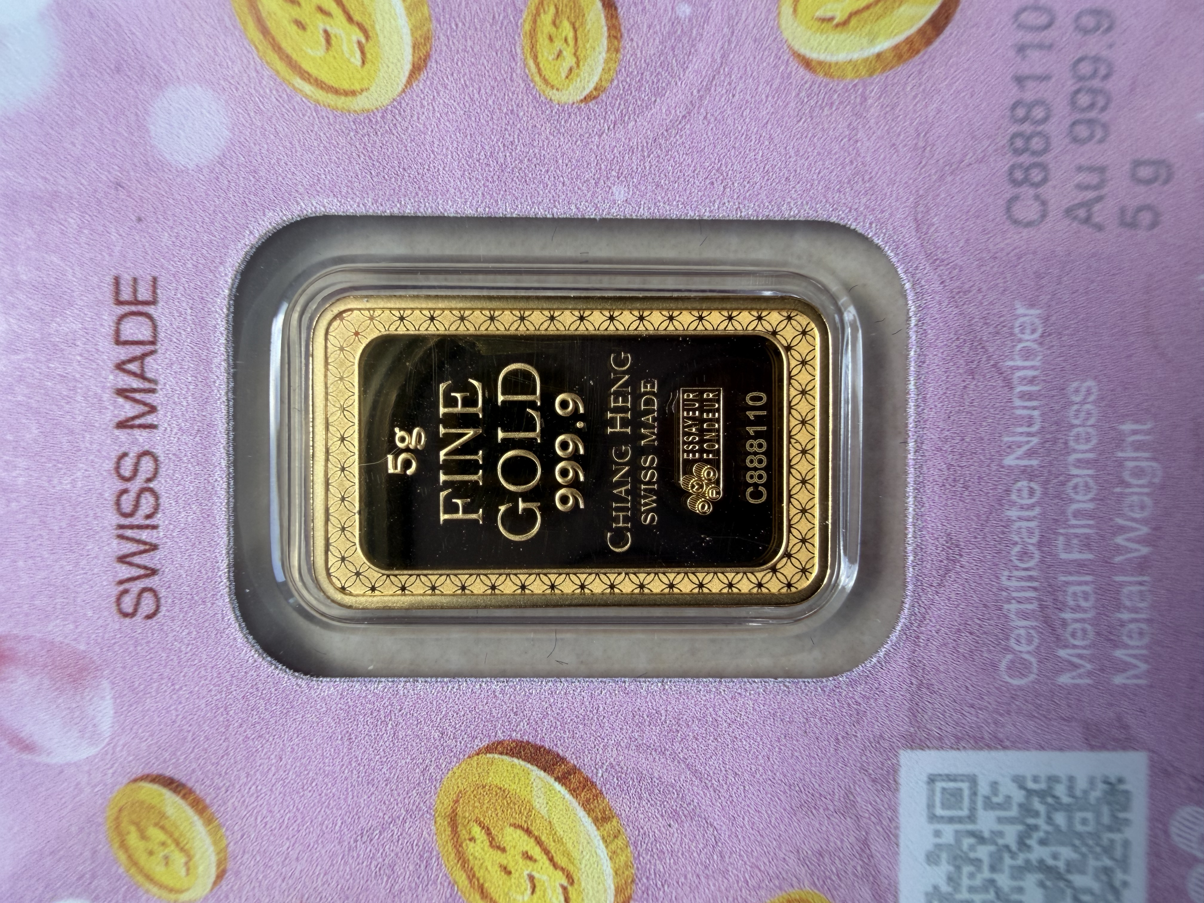 (SN888110) PAMP x CH Lucky Cat 5g 🇨🇭Swiss Fine Gold Bar 999.9 粉色招财猫