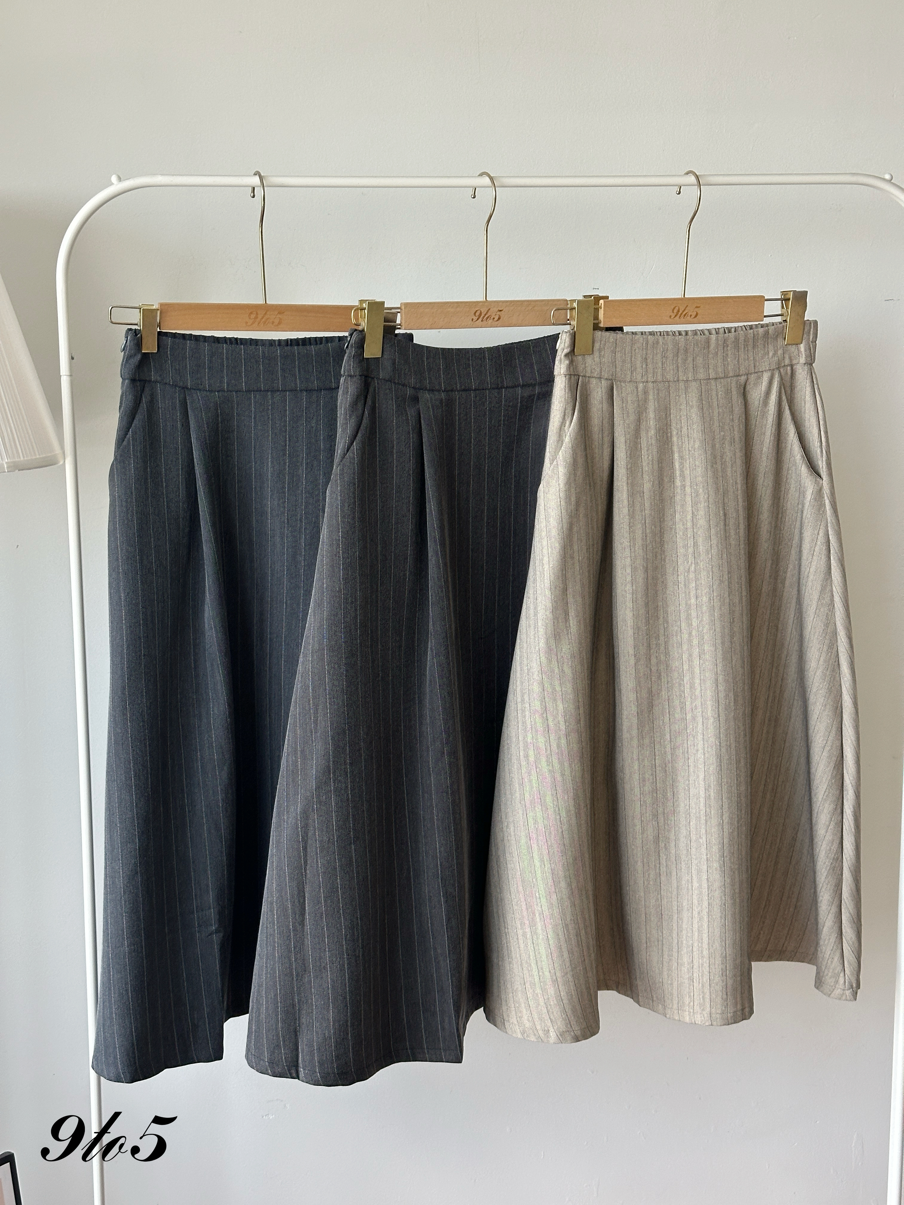 S1939 A Line Stripe Skirt - 3 Colors 