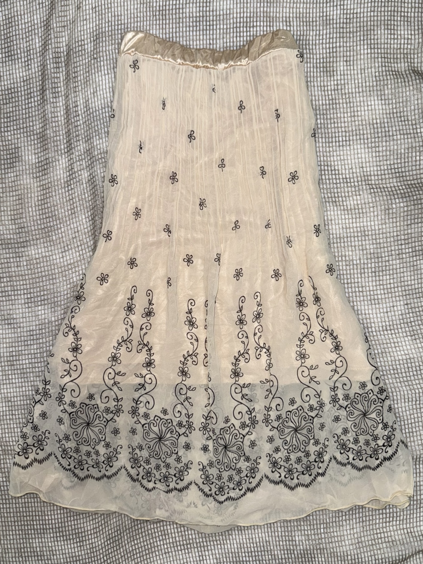 Fairycore Botanical Vine Apricot Pleated Skirt 