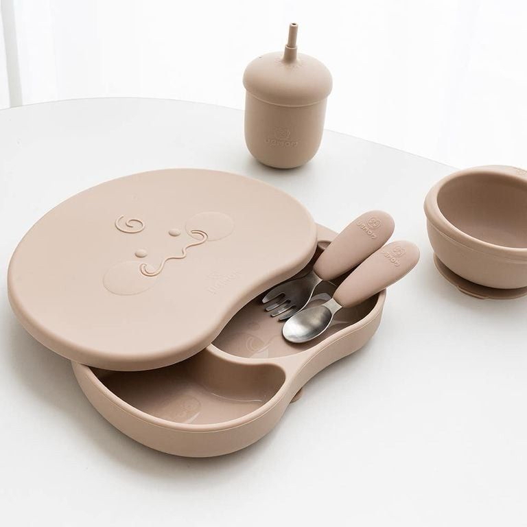 Ubmom鉑金矽膠吸附有蓋餐盤