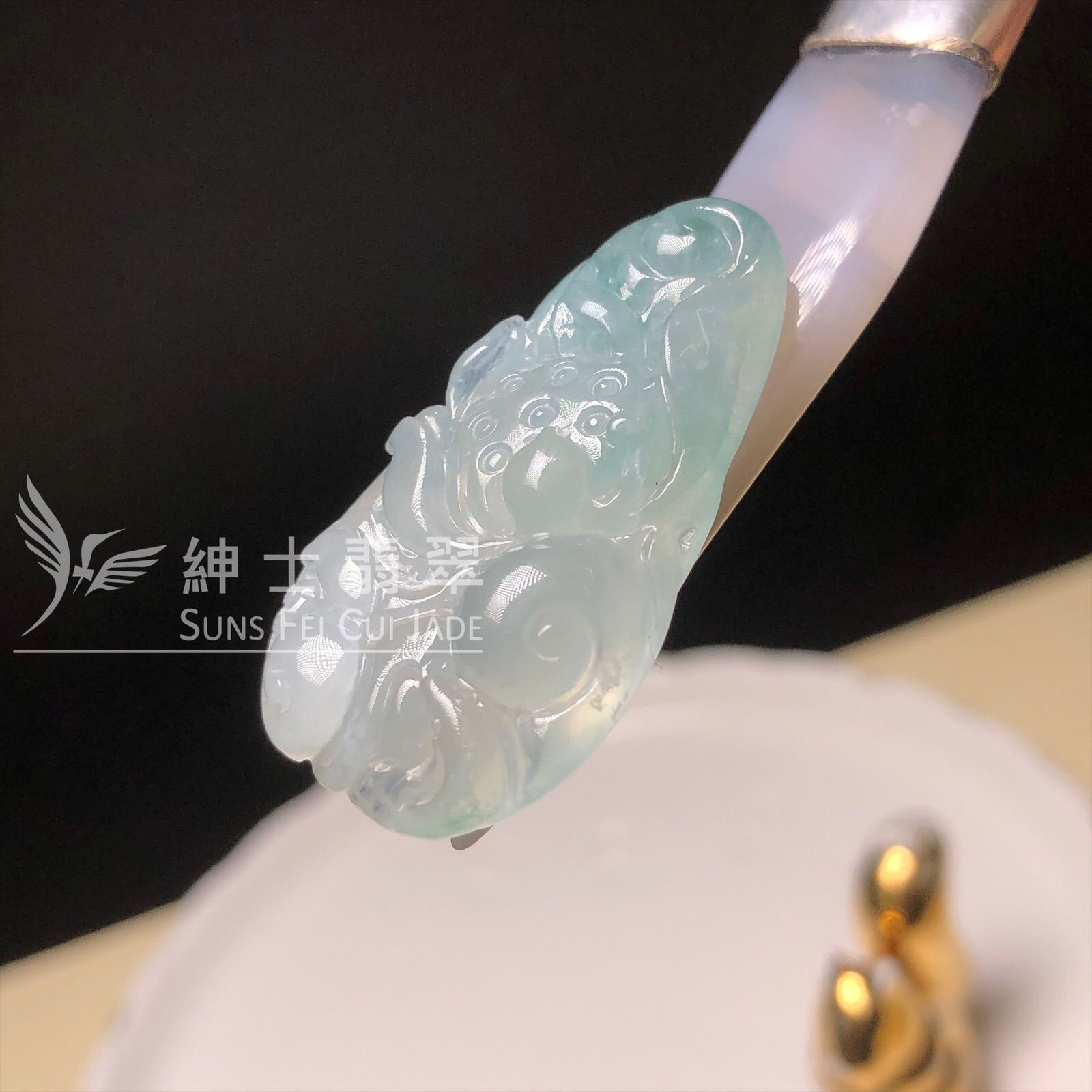 YK00646  糯冰蓮花吊墜