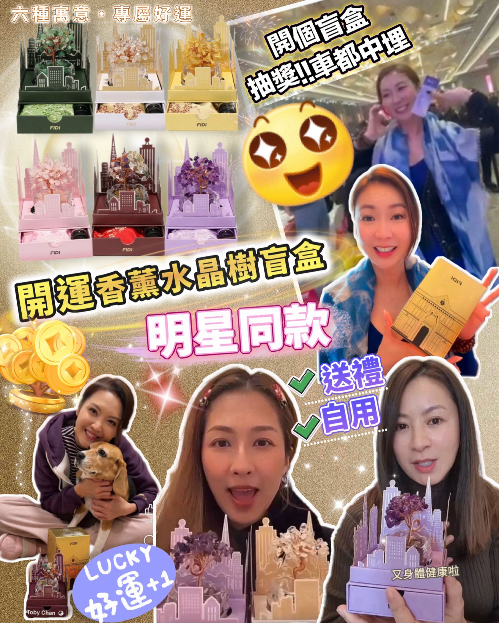 FIDI 水晶招財樹盲盒 (款式隨機 含隱藏版) 開運風水擺件