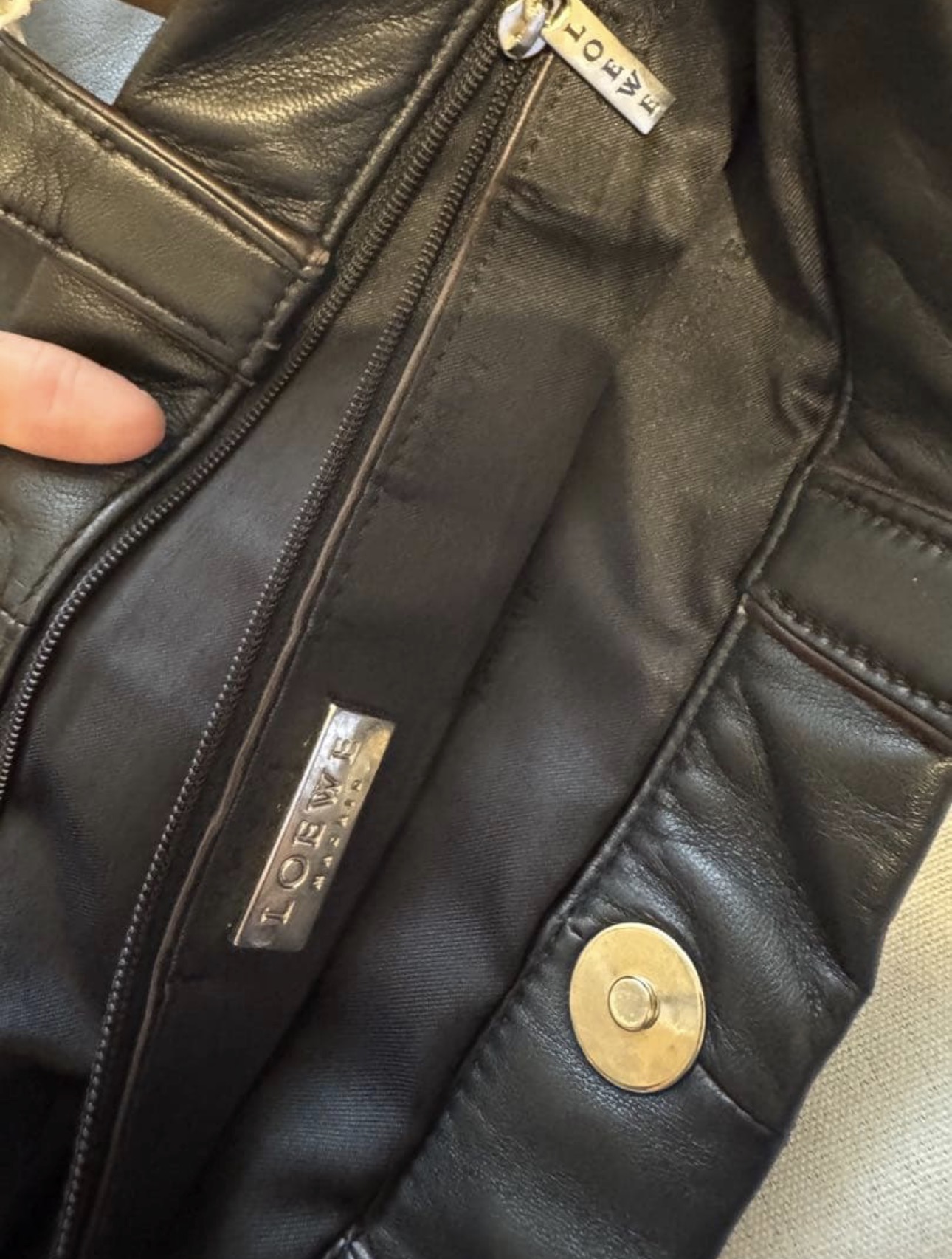 Loewe Black Leather Tote Bag