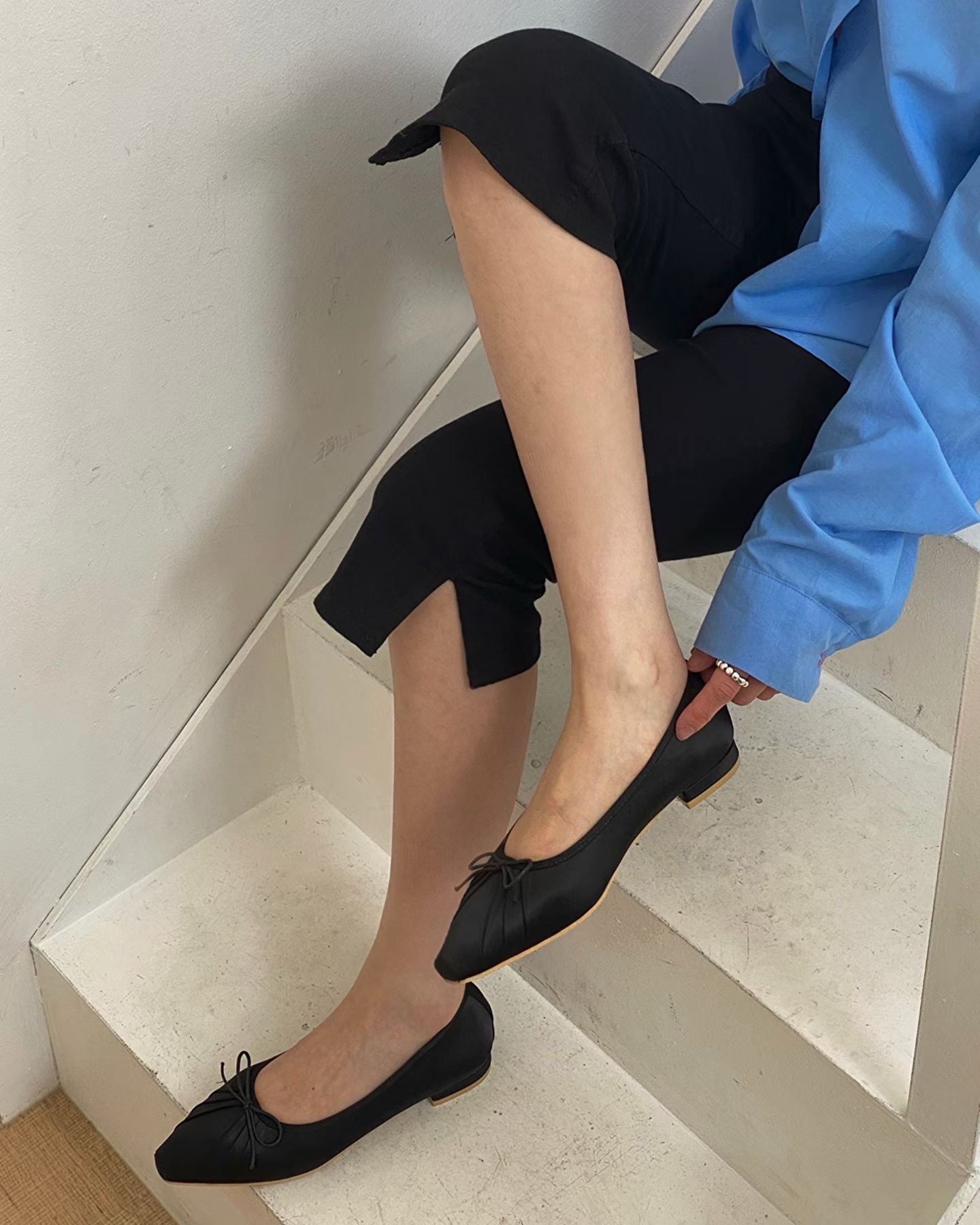 Satin rushed ballet shoes 