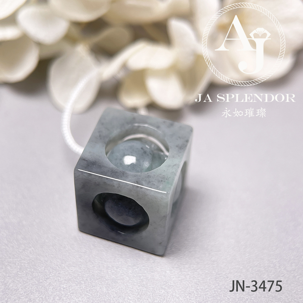 JN-3475/81/82/84 天然翡翠A玉 烏鷄招財進寶骰子吊墜