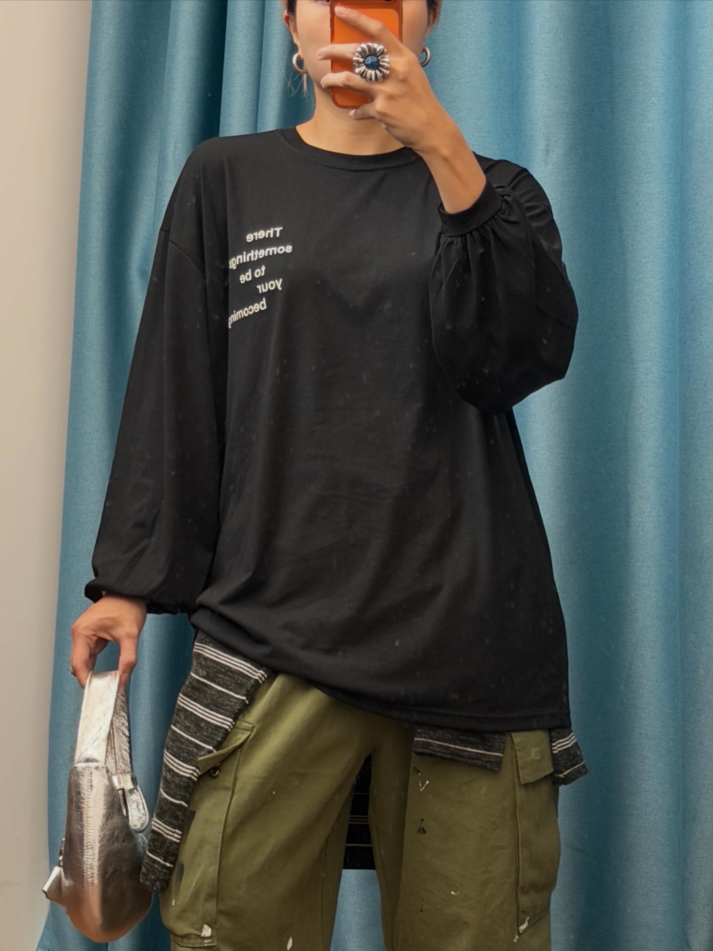 簡約字母印花寬鬆長袖T恤