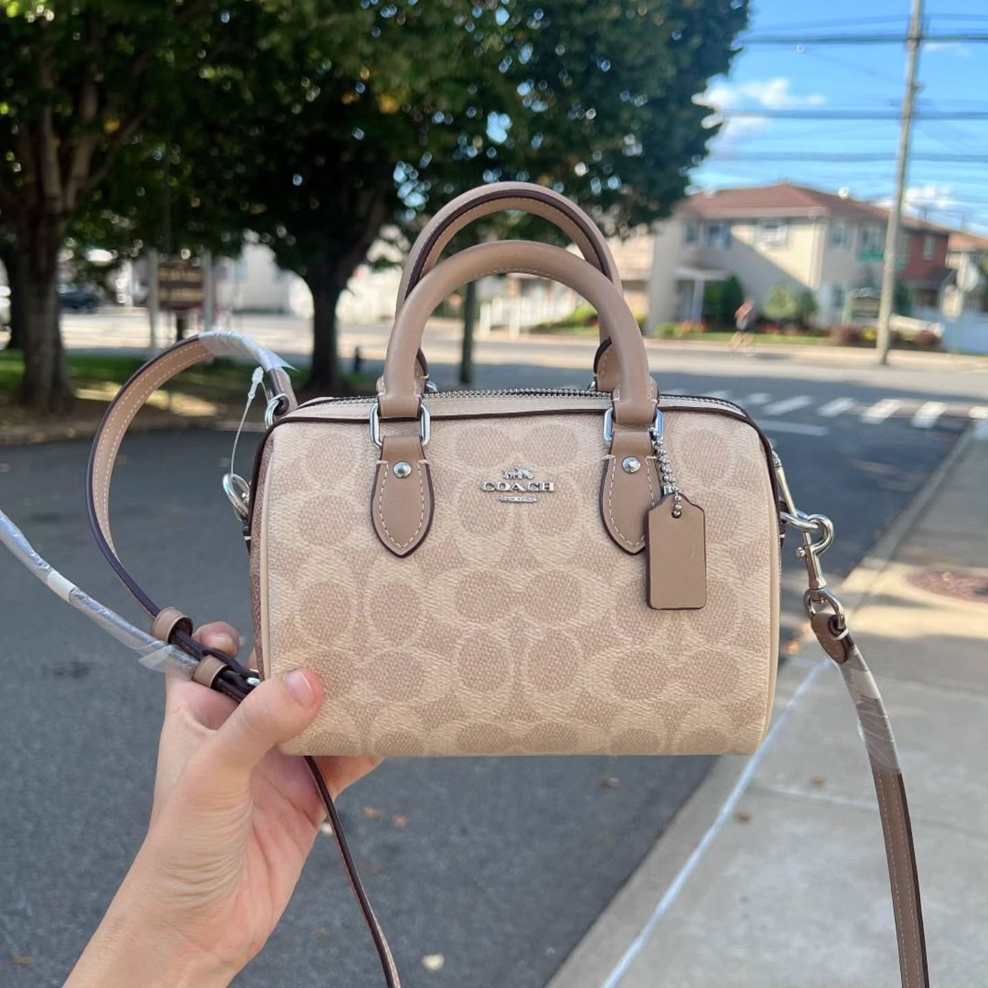 🇯🇵Coach最新Mini迷你Rowan波士顿 新款老花拼色