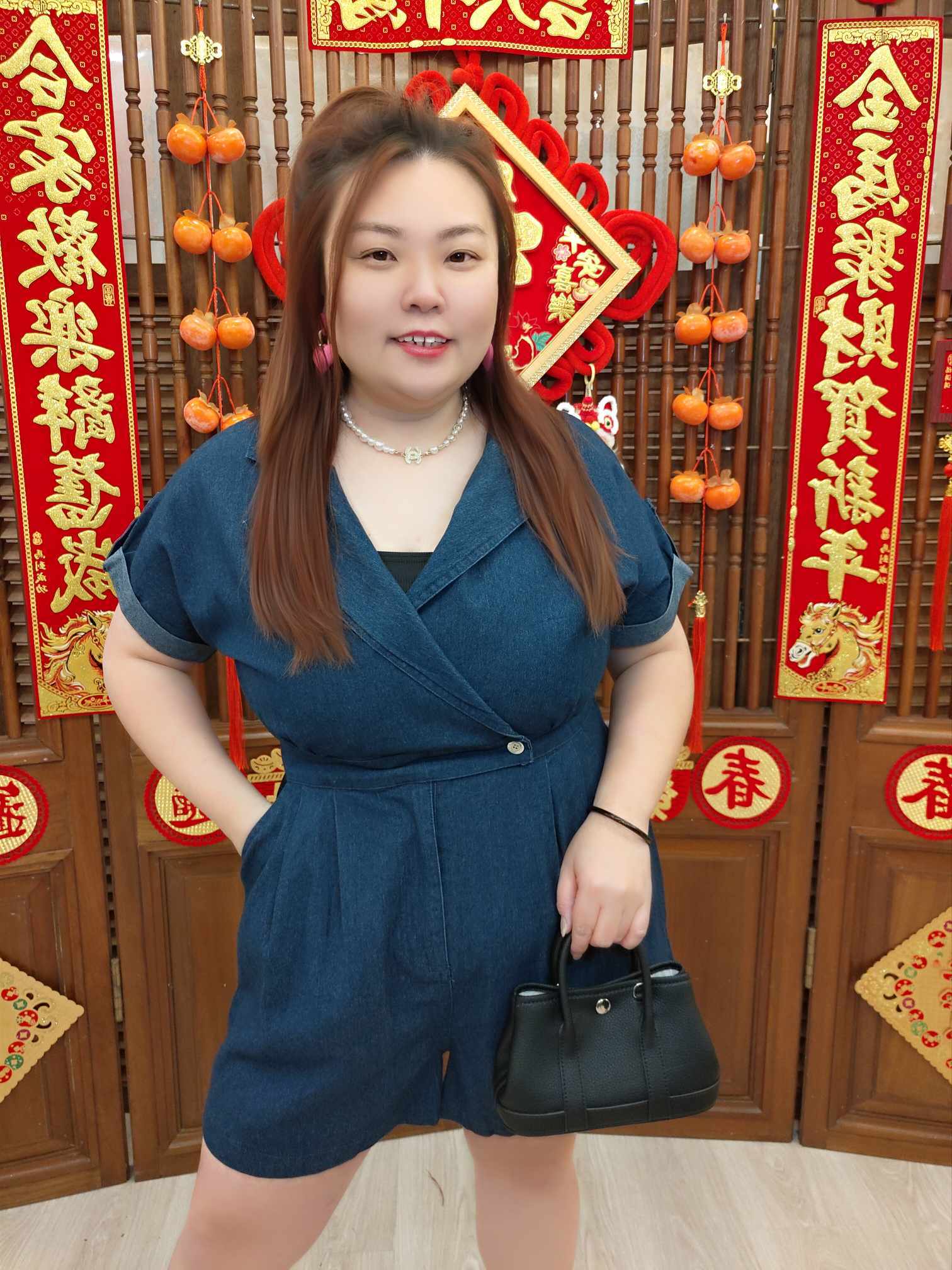 DBC08 TW#5055 大翻领设计牛仔连体裤