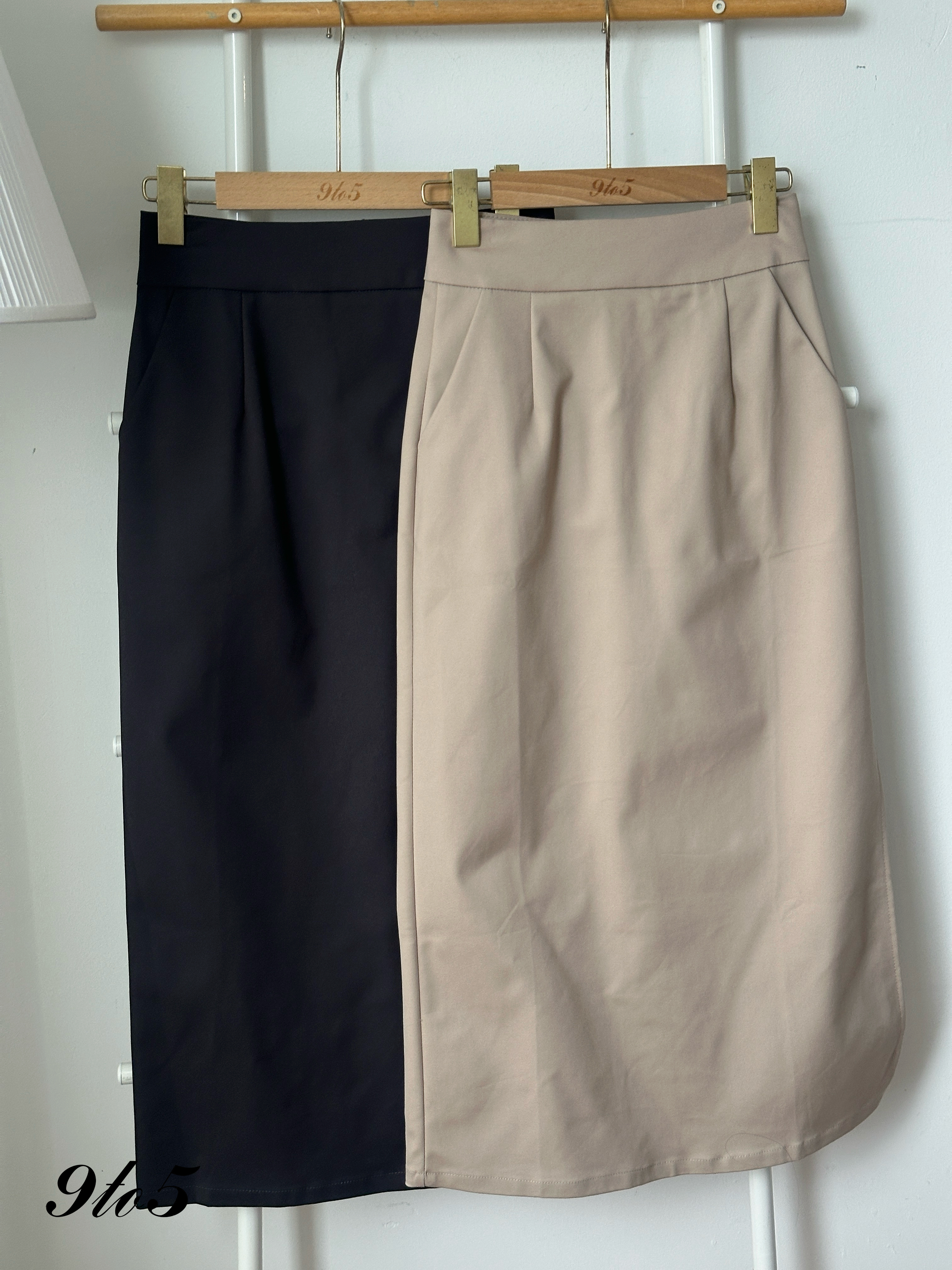 S1946 Long Pencil Skirt - Grey & Khaki