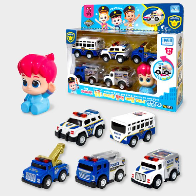 【預訂】韓國直送 Bebefinn 迷你汽車5件裝 (警車款) 