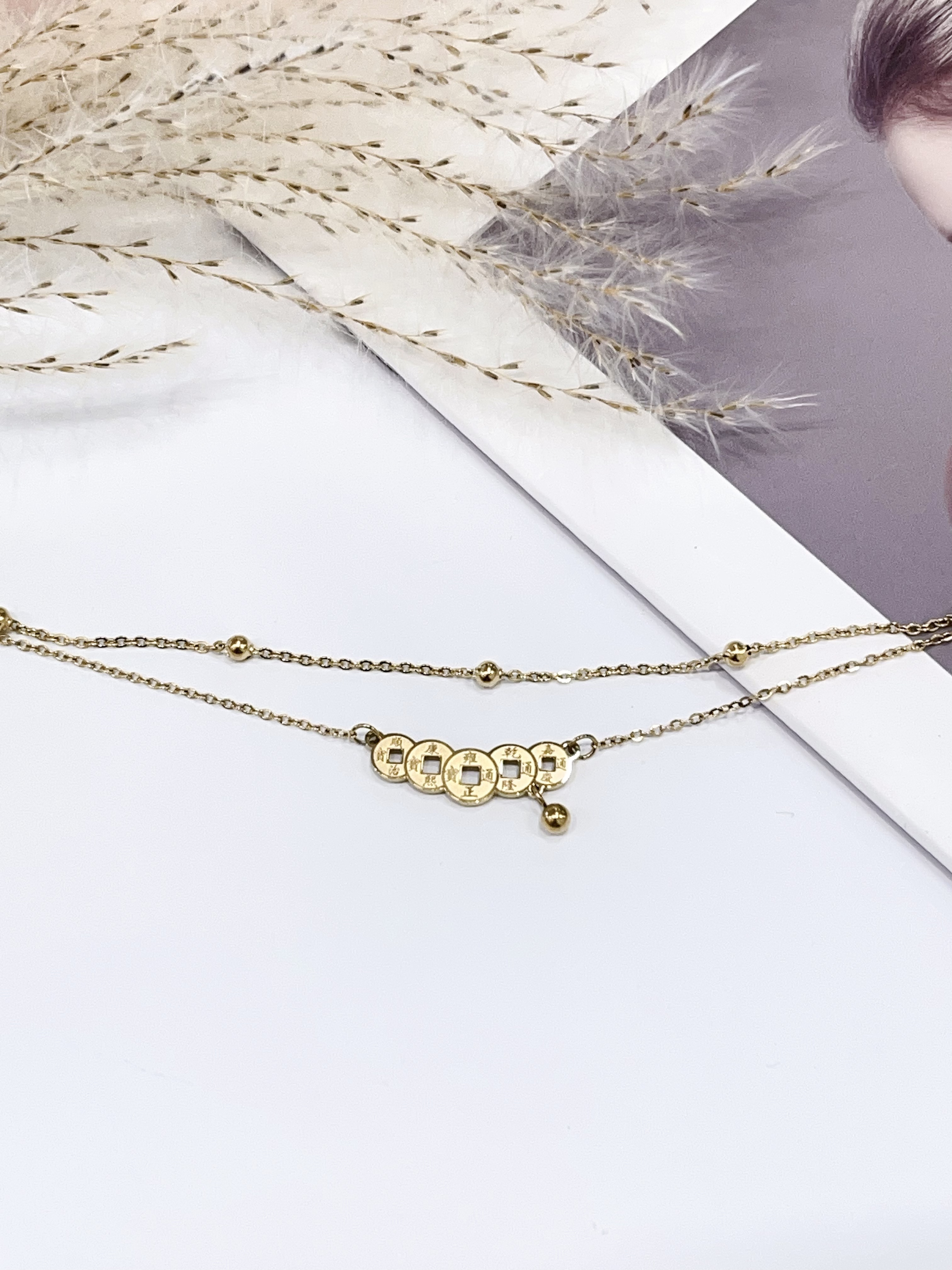 新中式铜钱双层钛钢手链