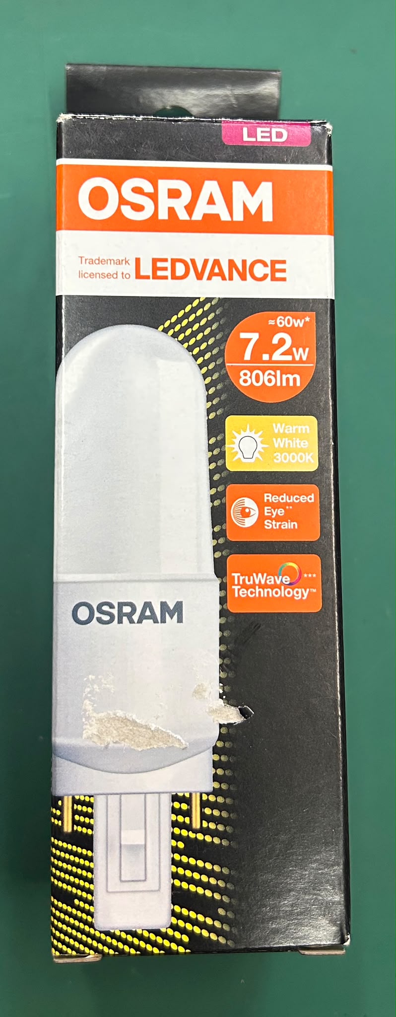 OSRAM LED Value Stick 7.2W W/W 3000K G24d AC63377