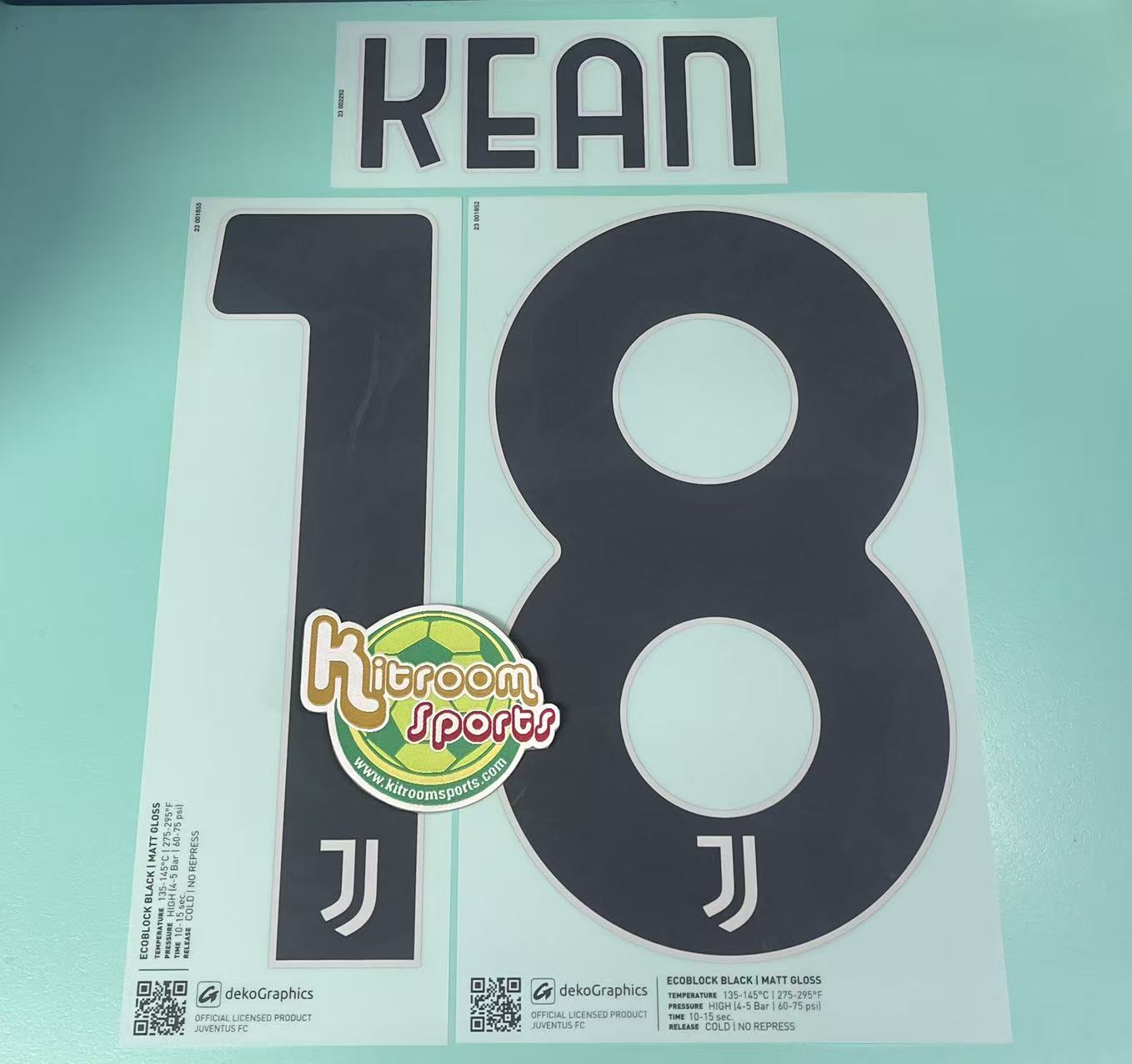 2023-24 Juventus Away Nameset #18 KEAN