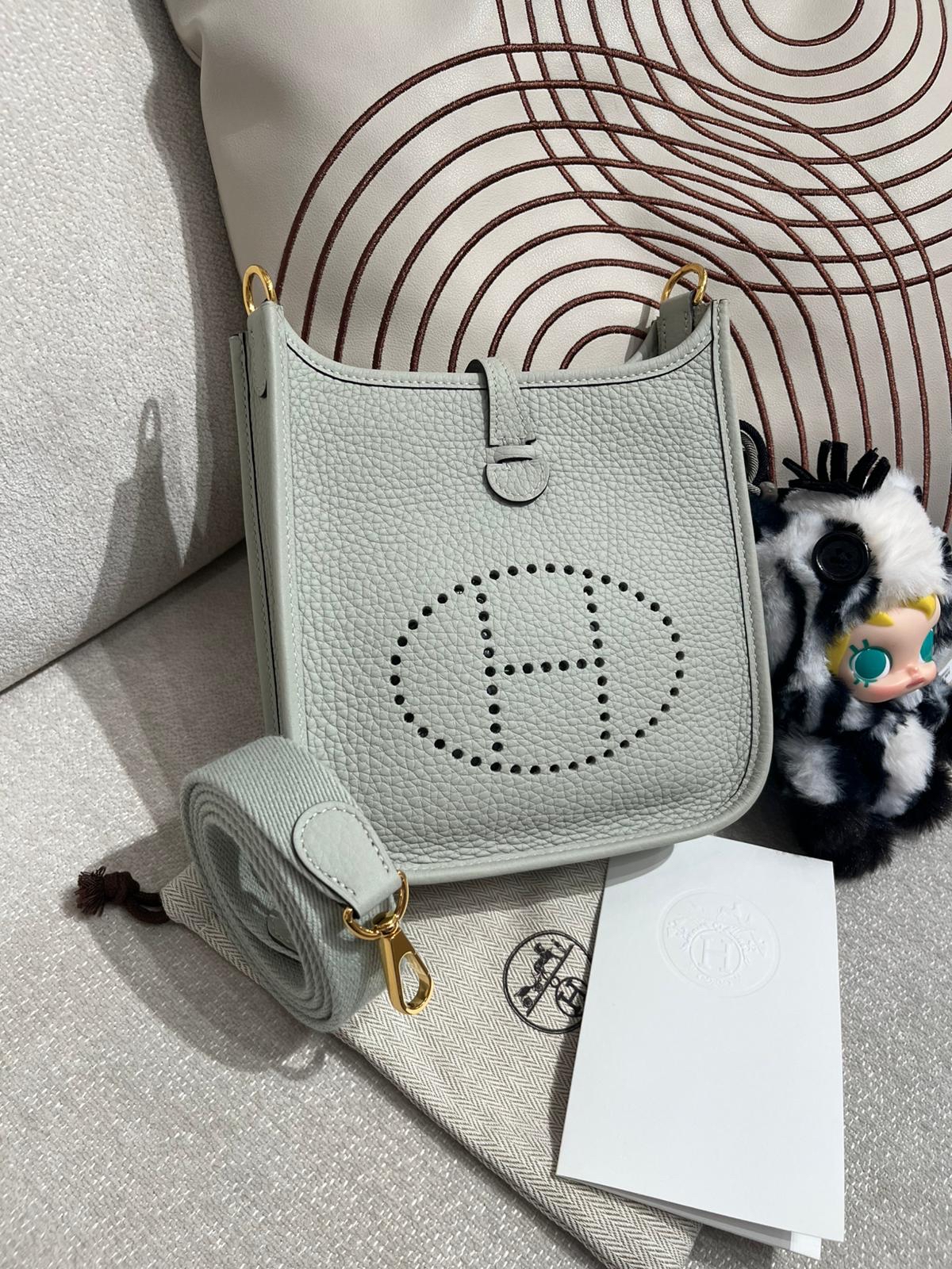 Hermes Mini Evelyne Stamp B 水晶灰 100%Authentic, 99%New✅收據✅Dust bag ✅Box