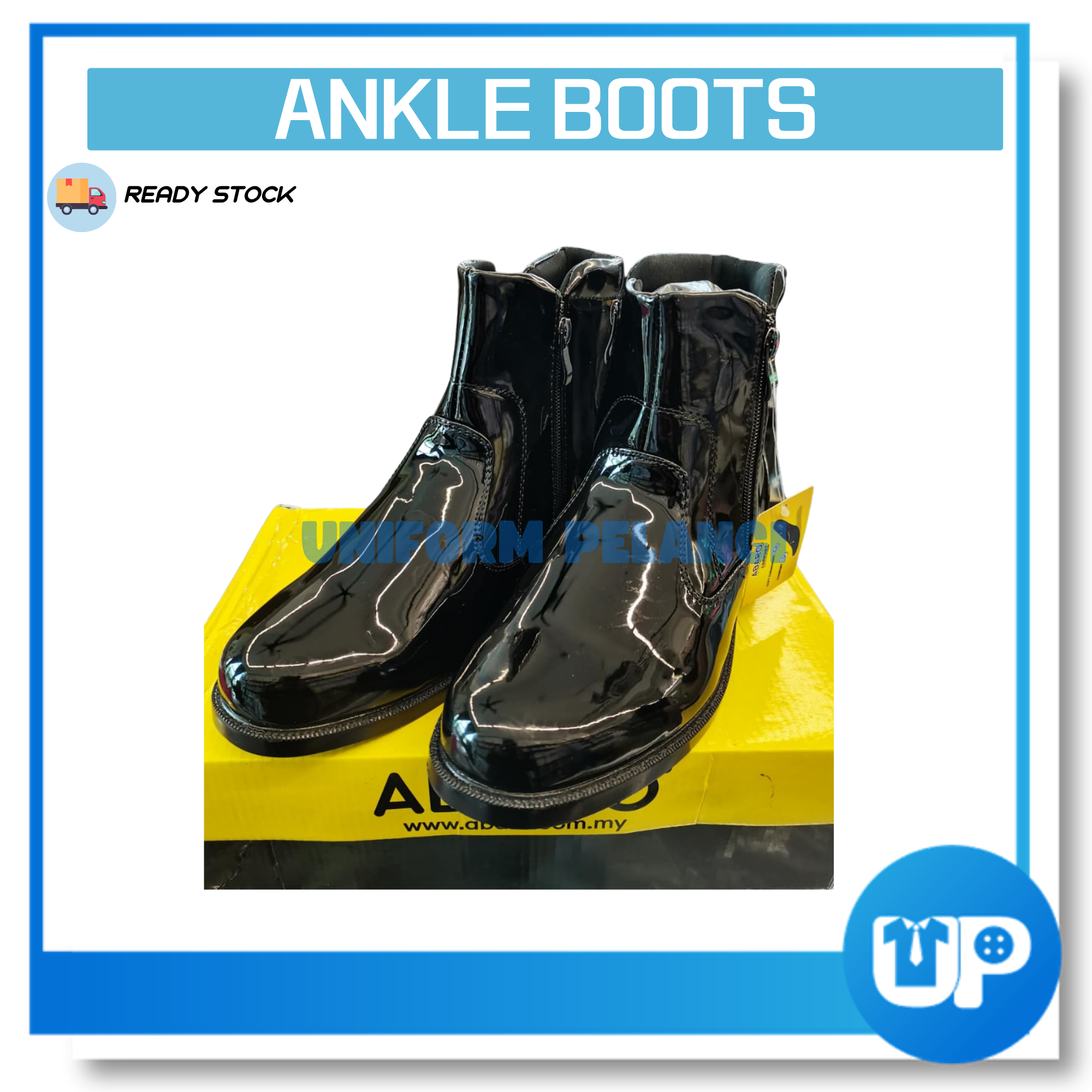 ABARO Kasut Kilat Kulit Ankle Boots Formal Shoes/Kasut Potong Polis/SWAT Boots Faux Leather
