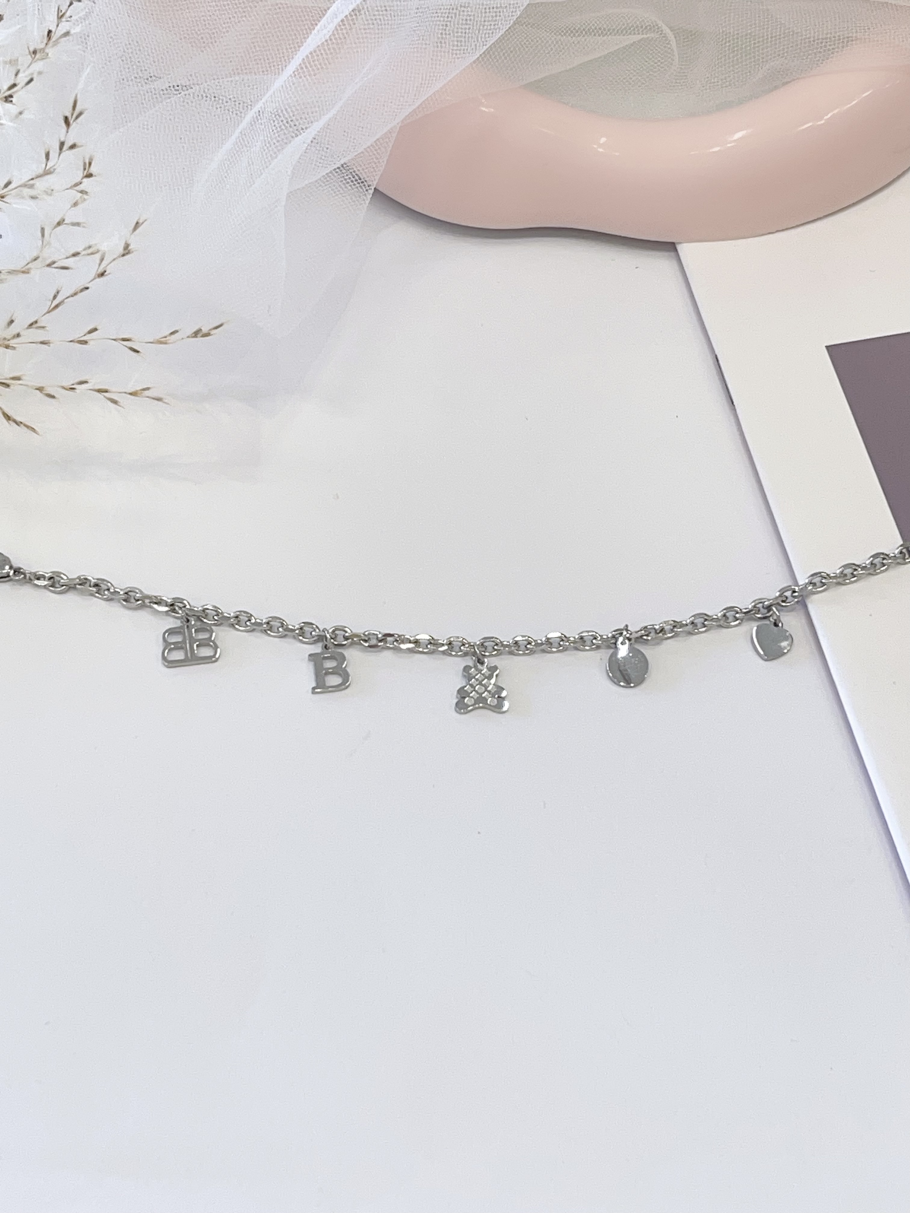 银色可爱小熊手链