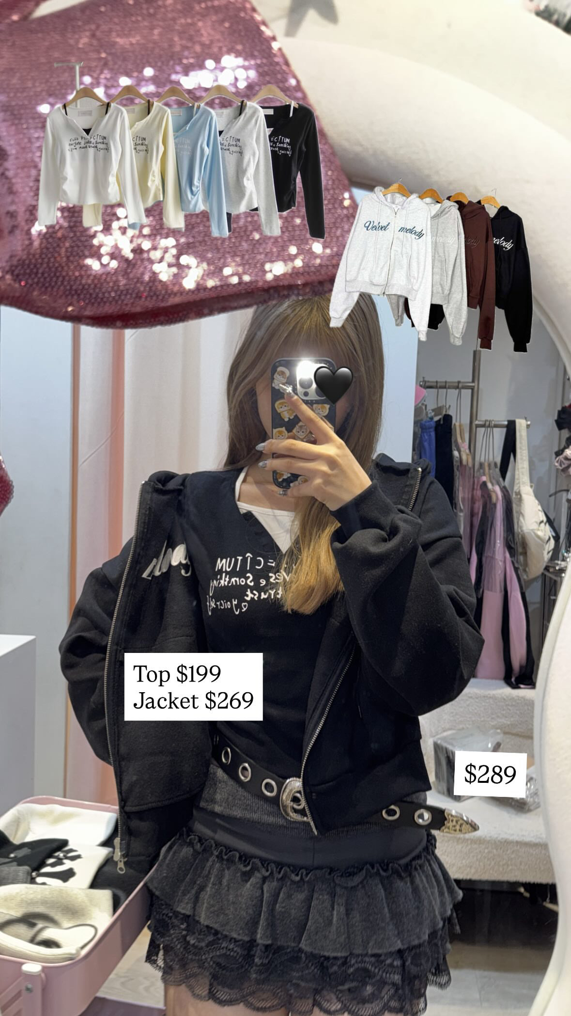 韓國字句假兩件v領Top