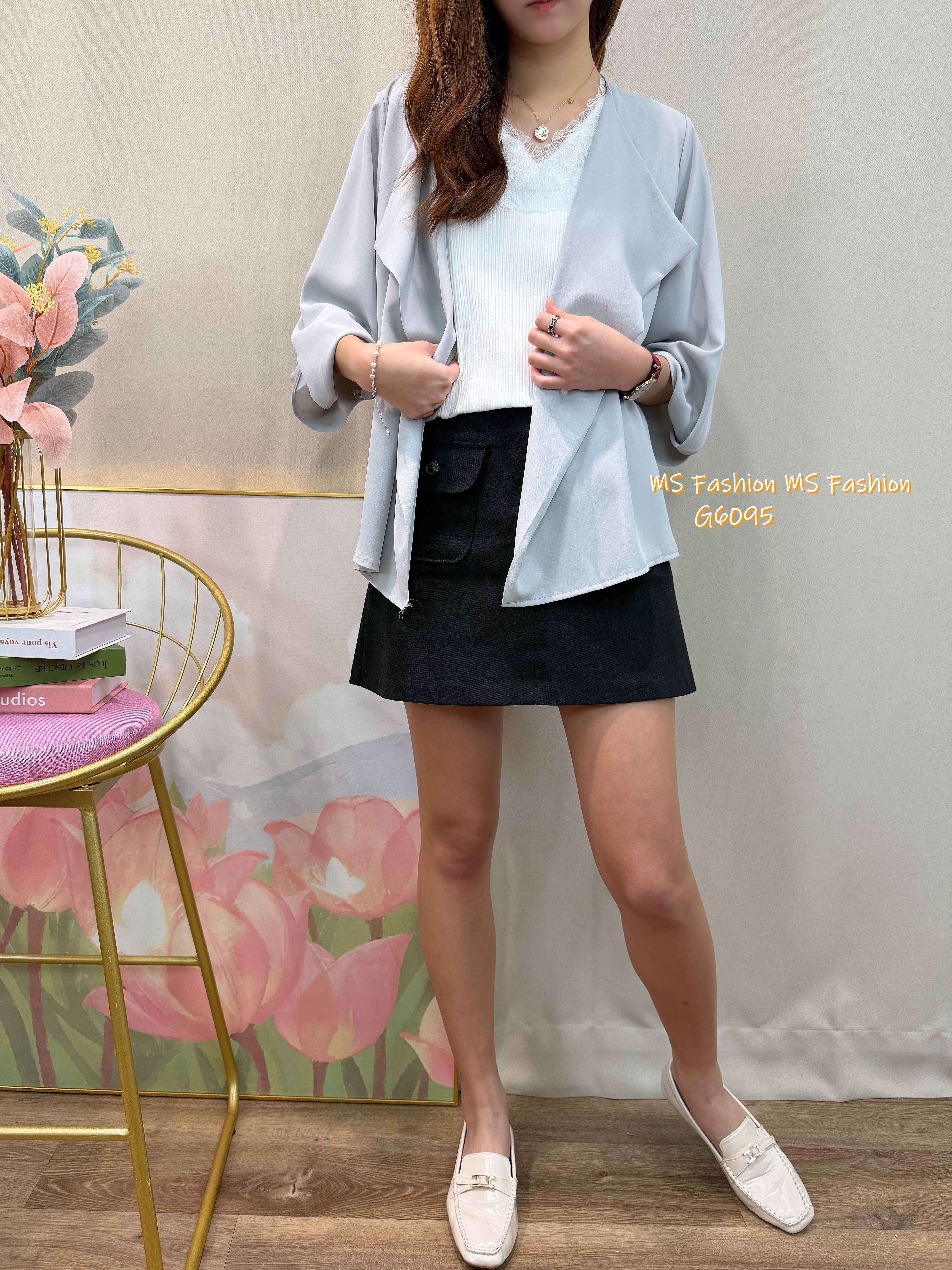 G6095 韓國🇰🇷開胸扭結袖薄外套