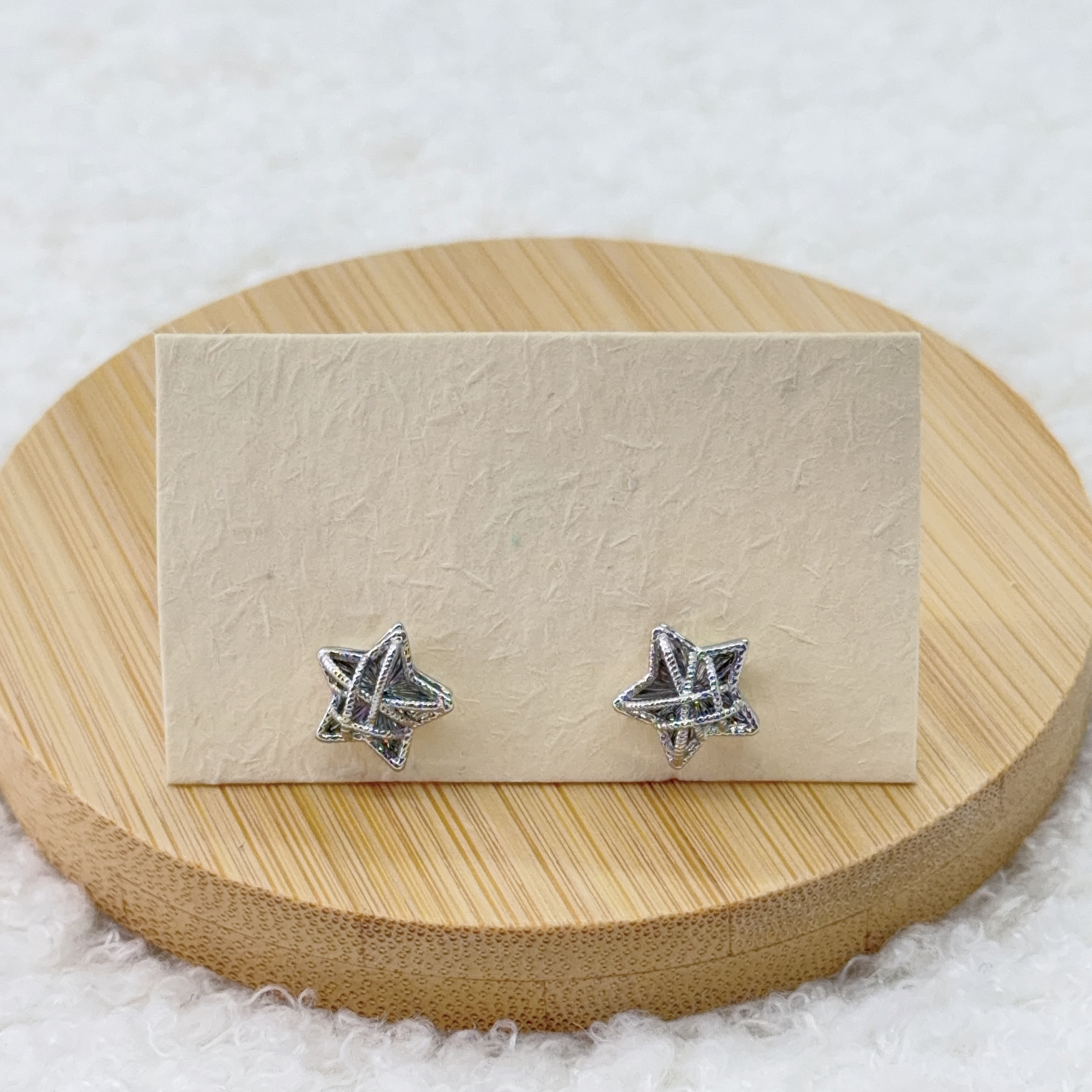 簍空星形銀色耳環 (925 Silver Post)