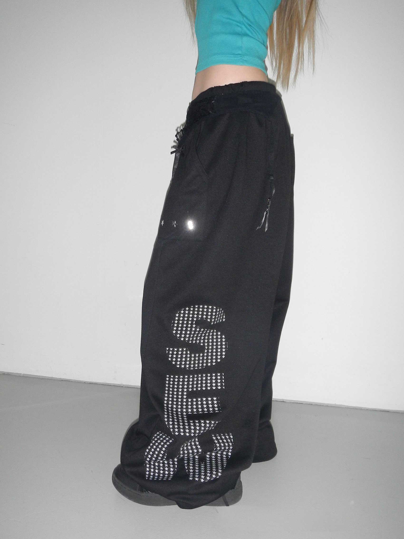 Rhinestone Wide-Leg Sweatpants