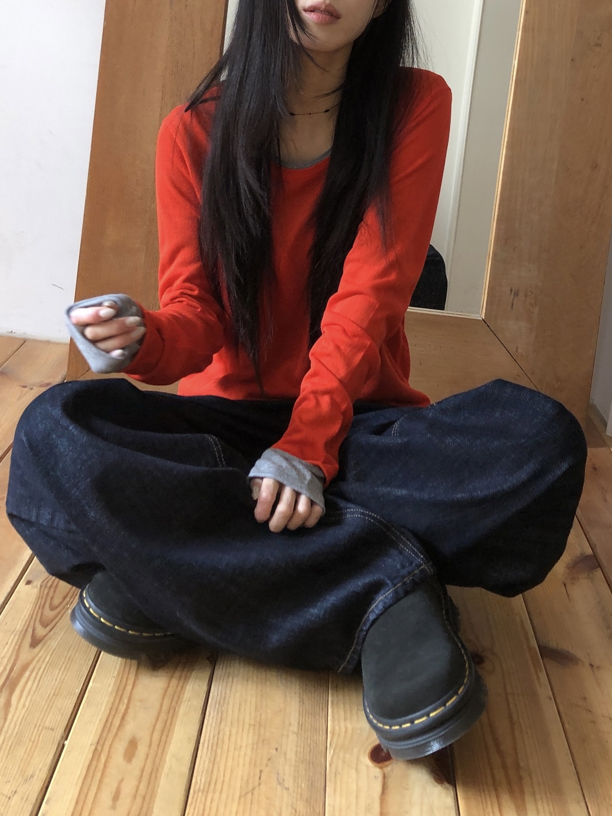Raw Low Wide Denim Pants