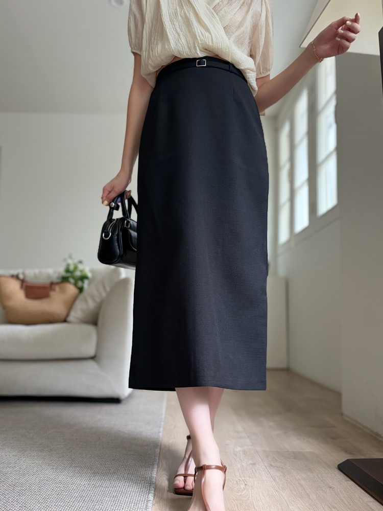 The Belted Straight Skirt (Black)