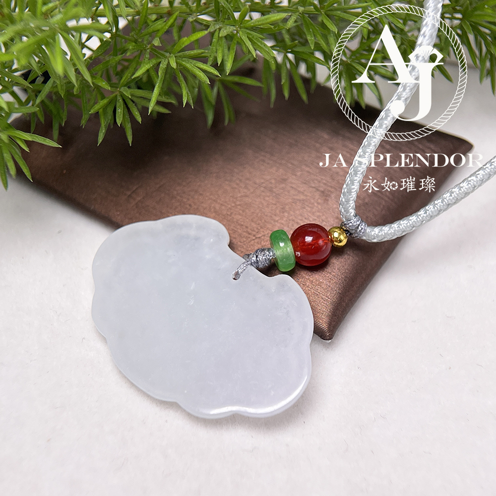 JN-631 天然翡翠A玉-冰潤嵗嵗平安如意索吊墜