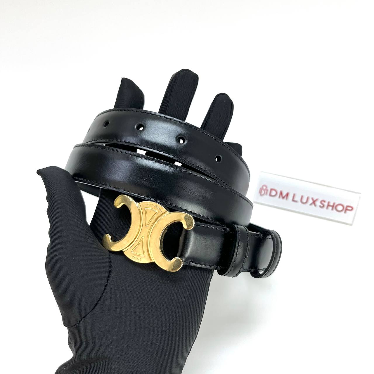 Celine Triomphe Belt 25MM Black GHW