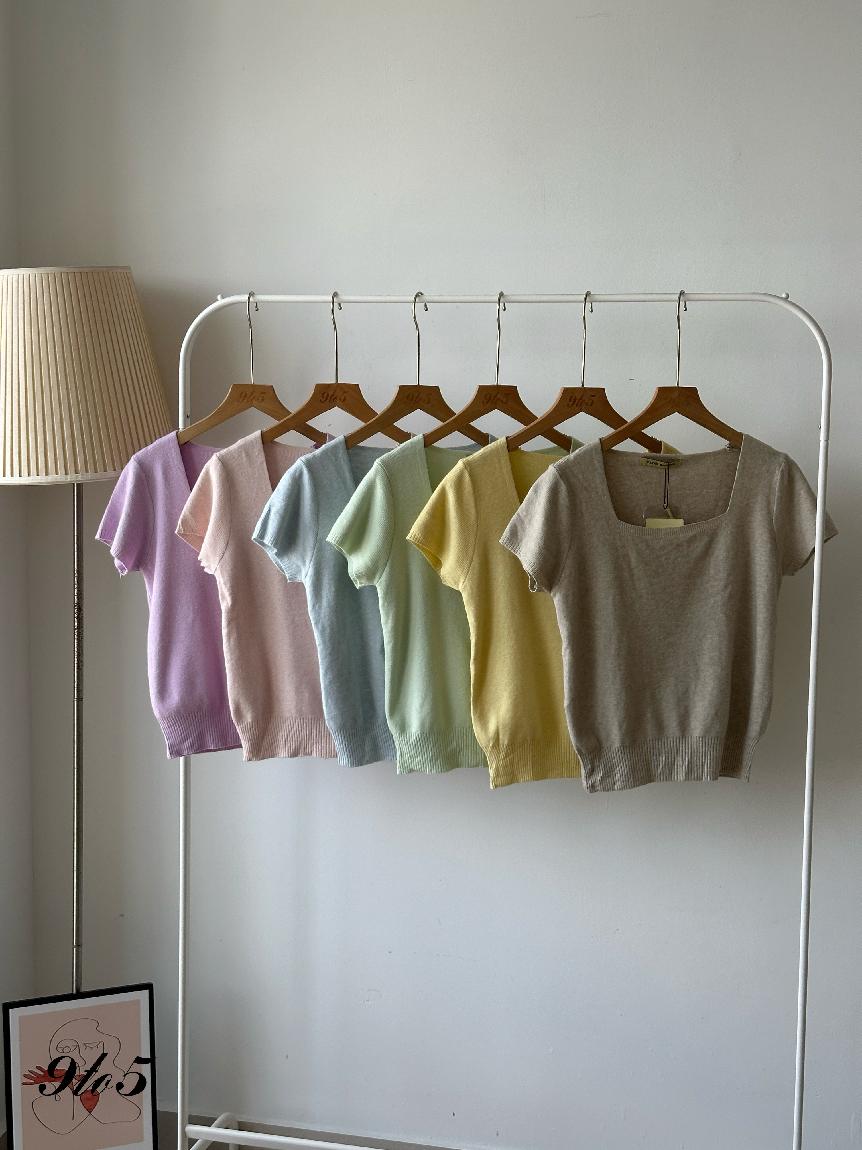 T4120 Square Neck Knit Top - 6 Colors 